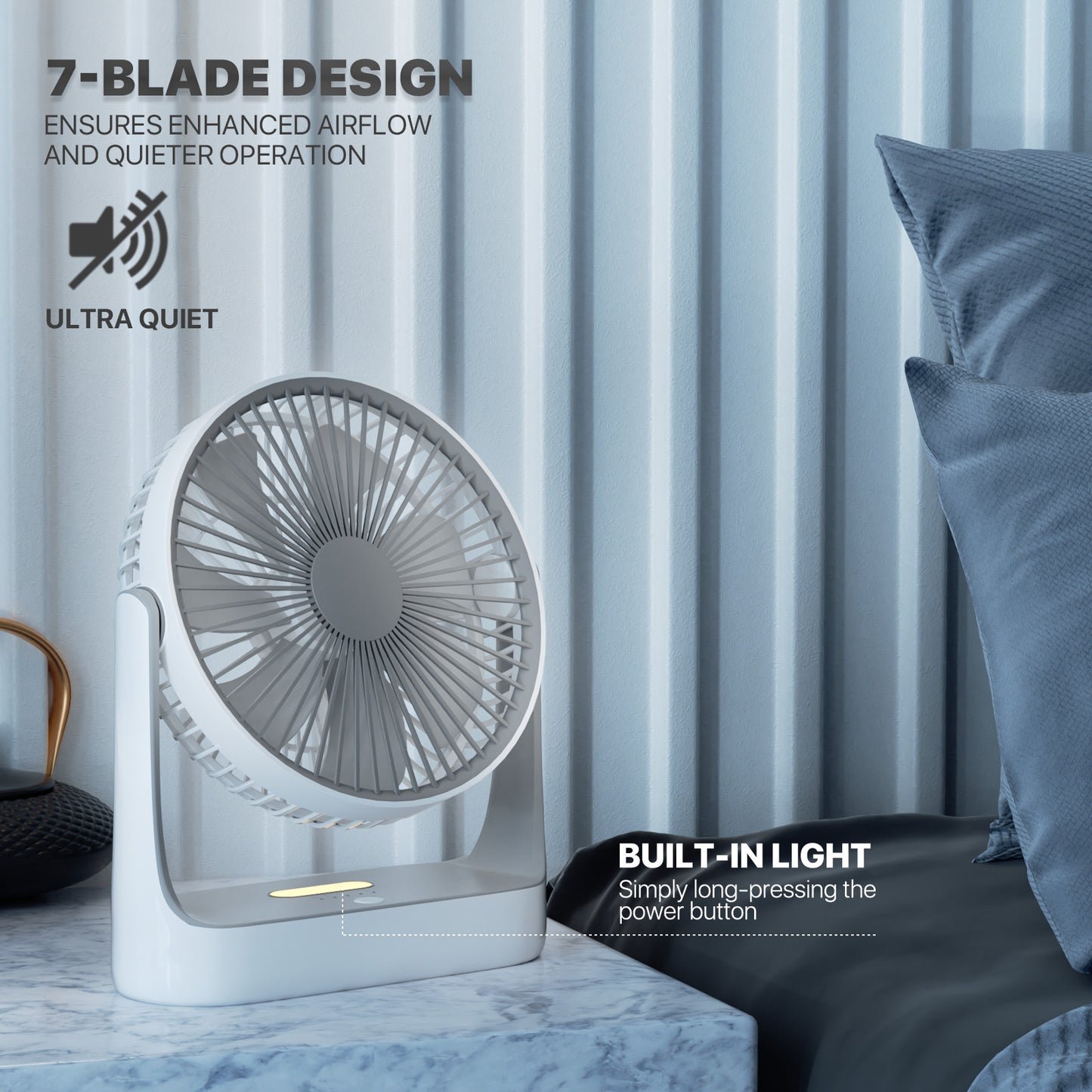 6" USB Desk Fan - 180¡ã Tilt - w/Hanging Hook