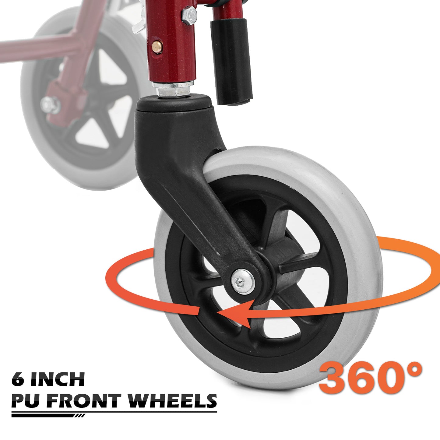Transport Wheelchair - Red - Can Be Carry-on Plane