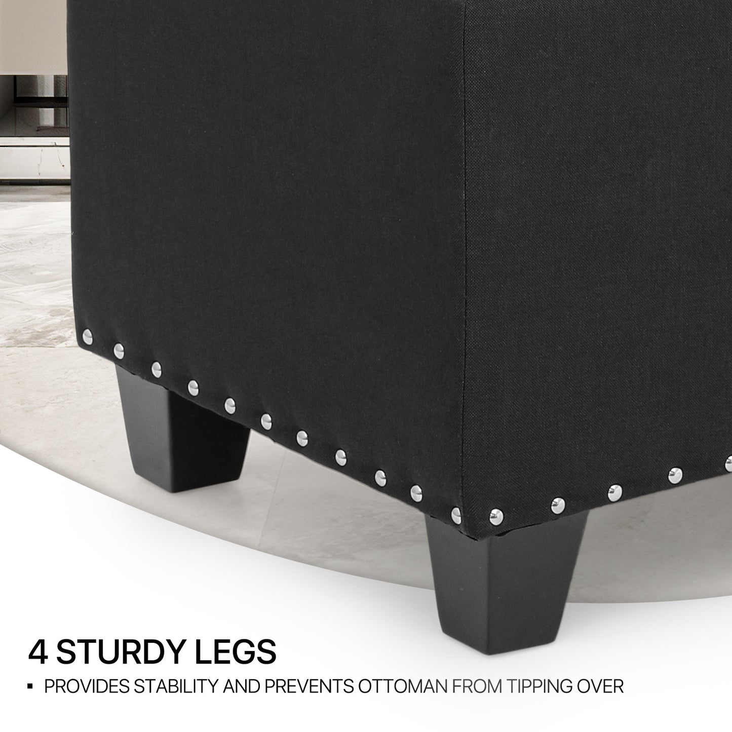 24" Storage Bench Lift Top Tufted Poufs Ottoman Upholstered Footrest Stool