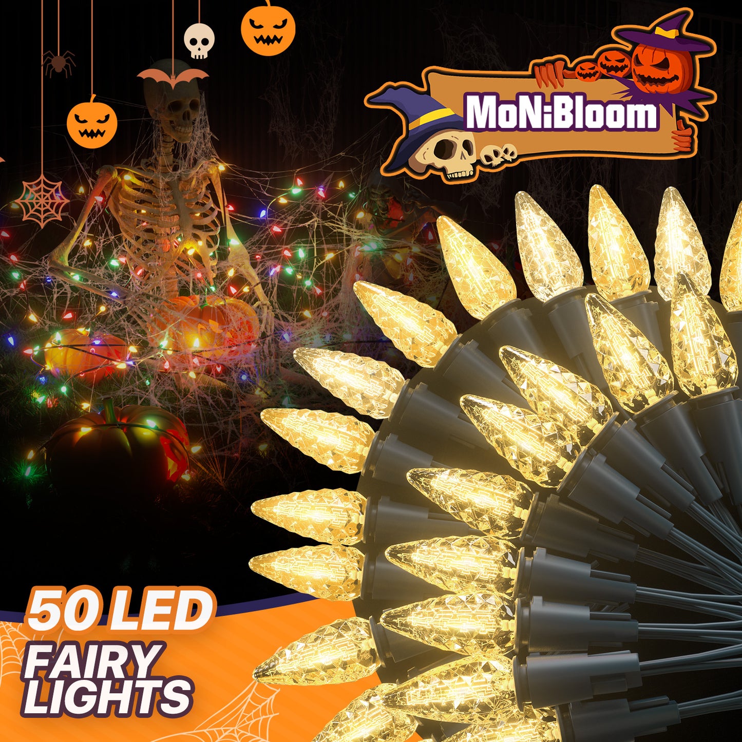 LED String Fairy Light - 50 Bulbs, 17 Ft - 8 Modes, Auto Shutdown