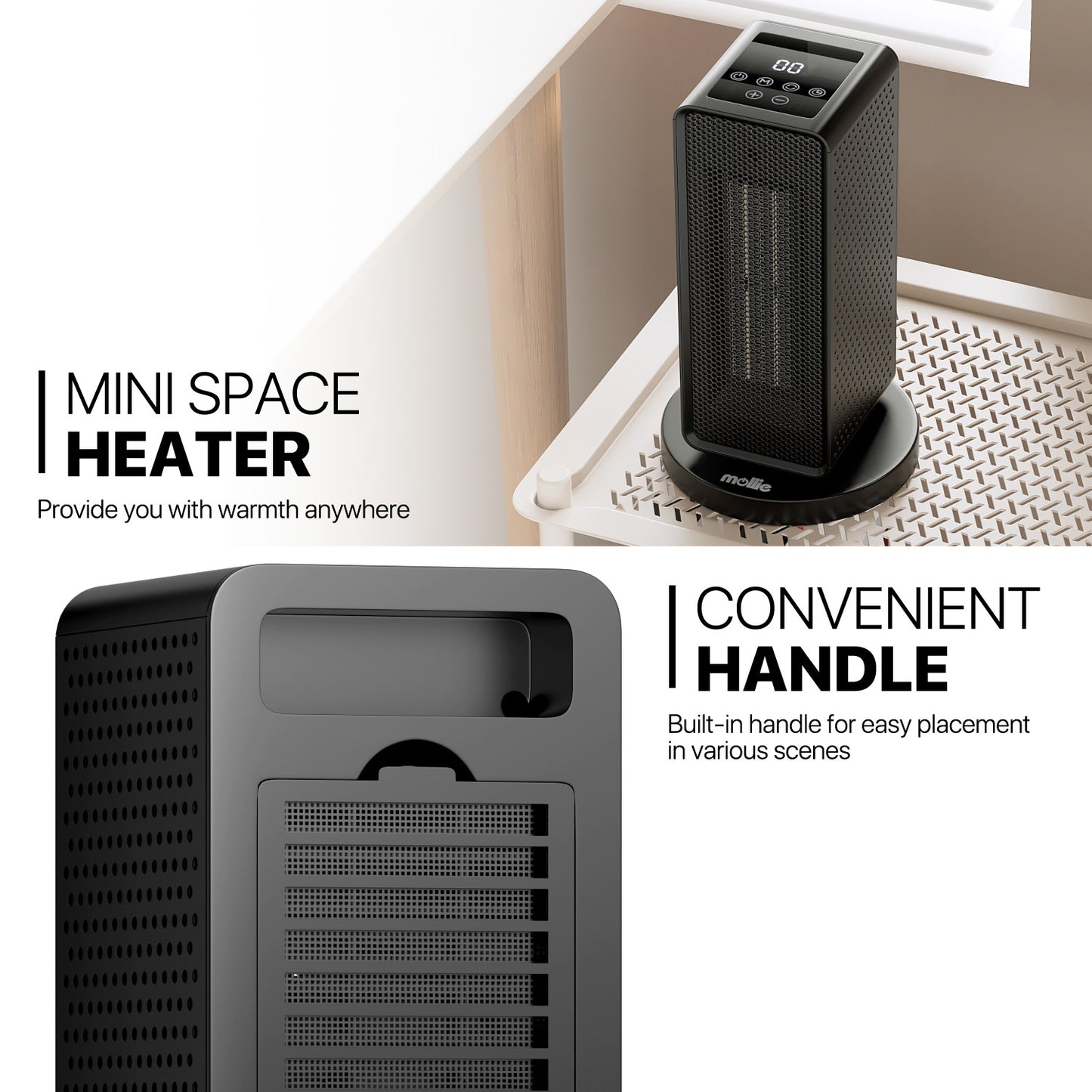 1200W Cuboid PTC Electric 160 sq.ft Space Heater - LCD Display