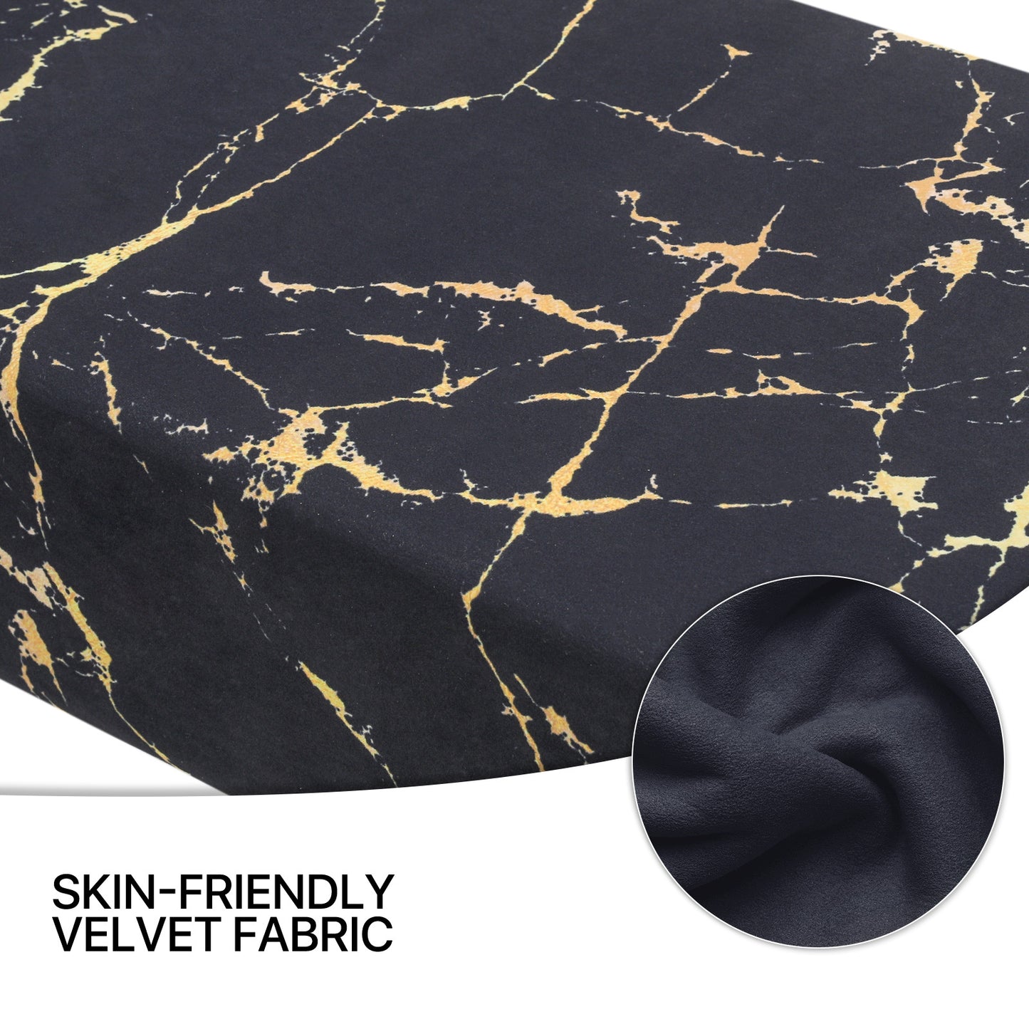Velvet Tufted Upholstered Ottoman Bench Footstool Marbling Microfiber Seat