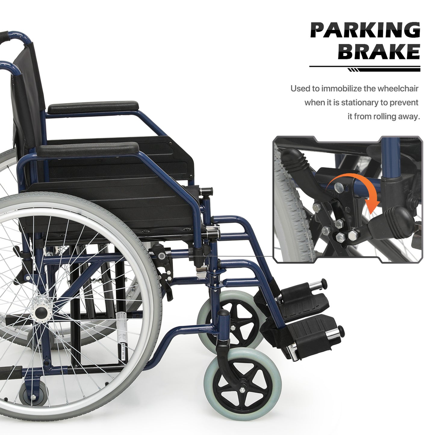 Manual Wheelchair - 7.5'' Front & 23.5'' Rear Wheel - 17"x15.5'' Nylon Seat