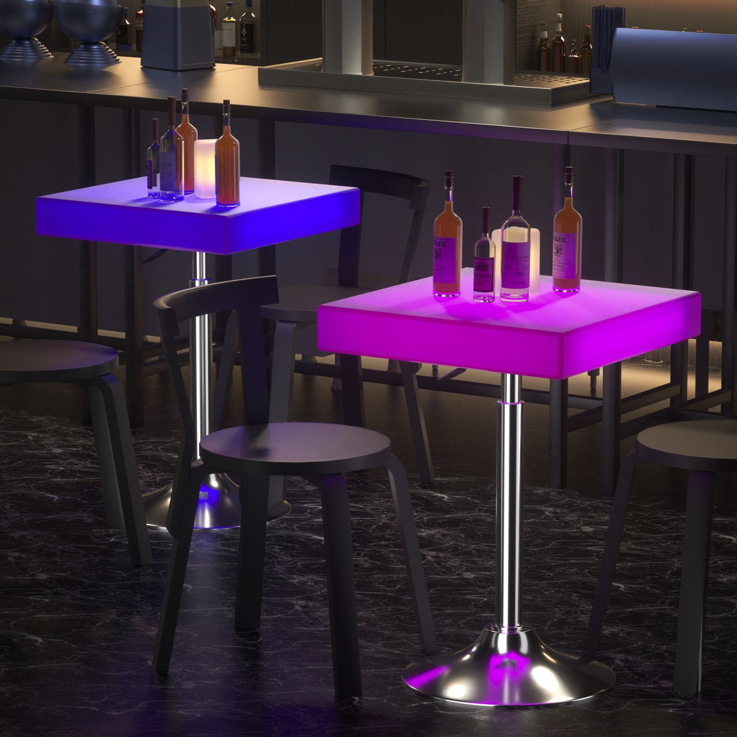 LED - Table - Square - Adjustable Height - 16 Colors Remote Control