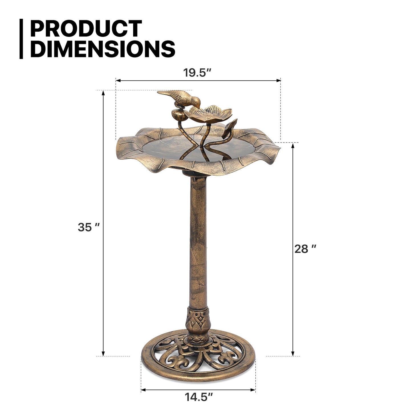 28" Garden Bird Bath - 3 Pcs Nails