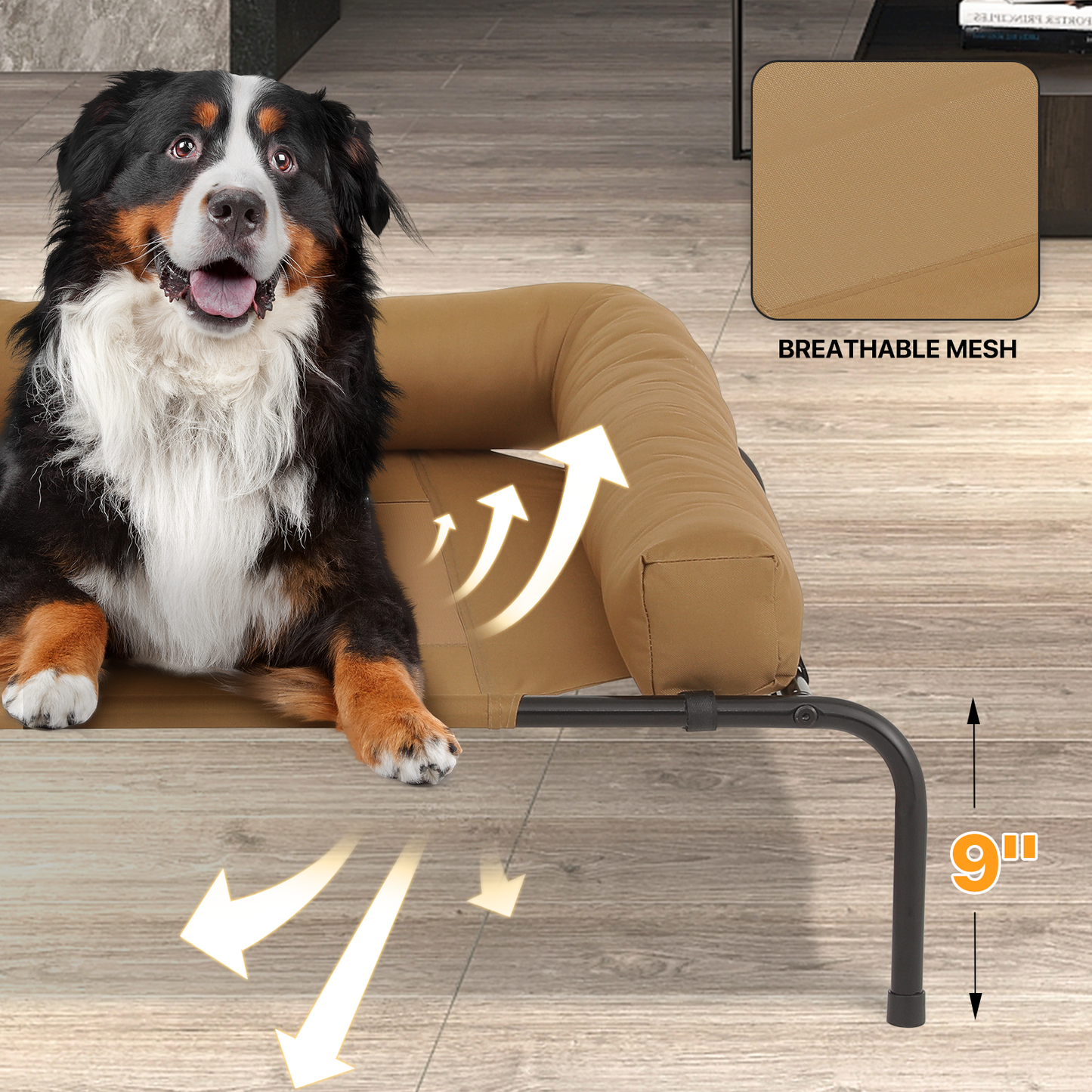Elevated Dog Bed - w/ Removable Bolster - 55'' Length