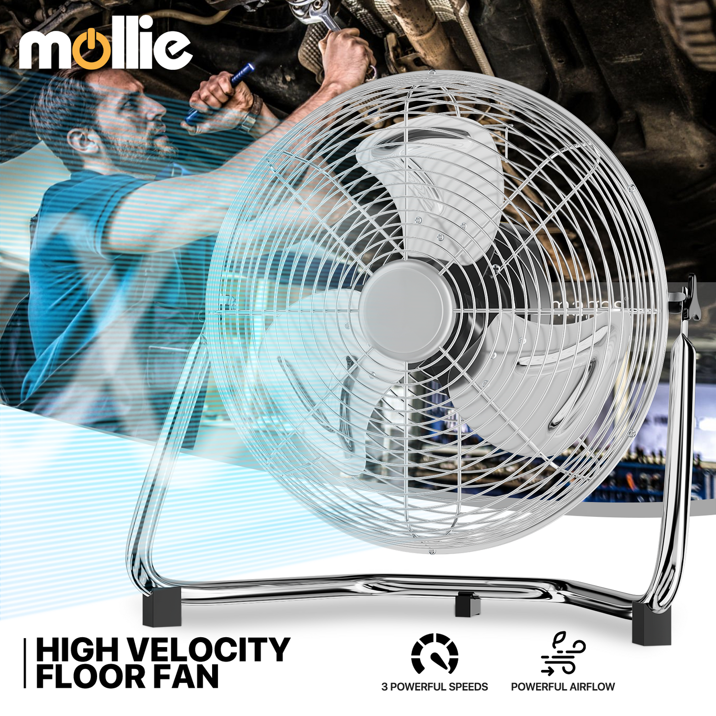 14" Floor Fan - 3 Speeds - Adjustable Tilt