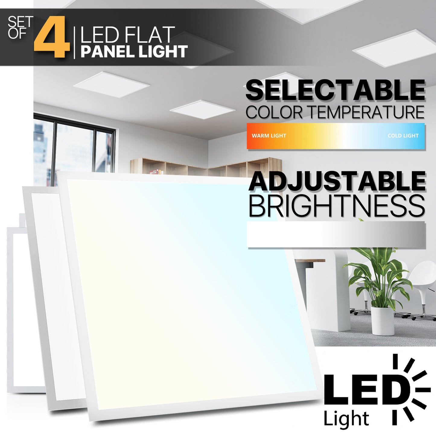 2x2 FT LED Flat Panel Light, 2 / 4 /6 Pack