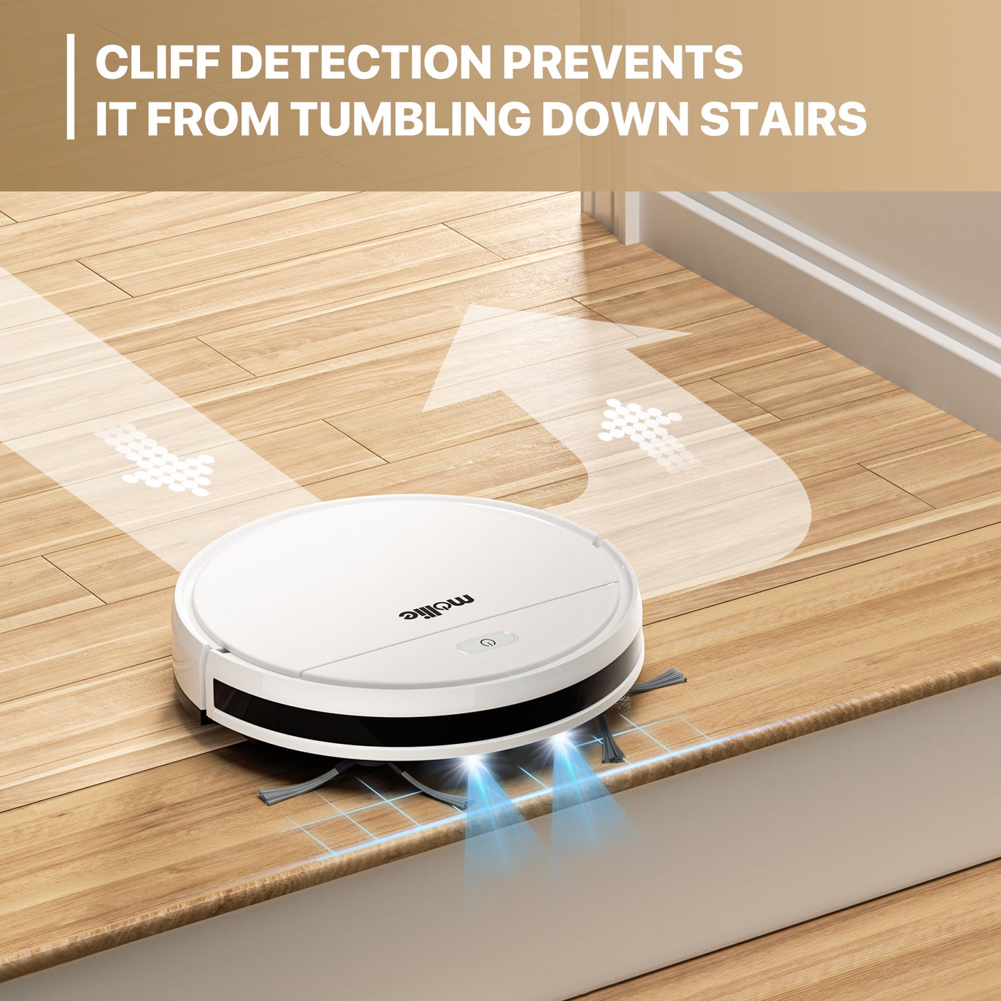 Robot Vacuum - 310ml Dustbin - w/Dry Mop+Remote Control - White