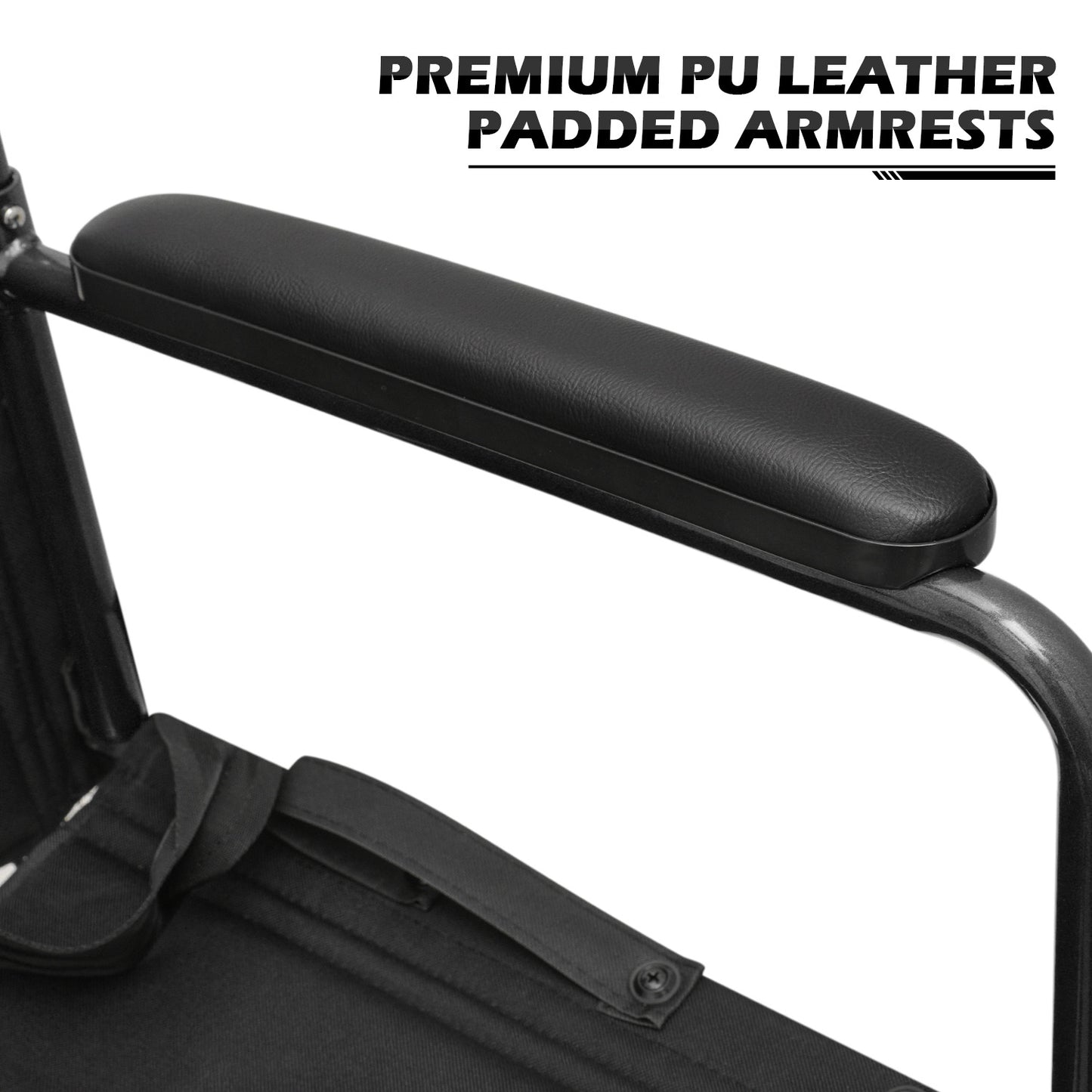 Lightweight Transport Wheelchair - FDA Approved, with Handbrakes, Black