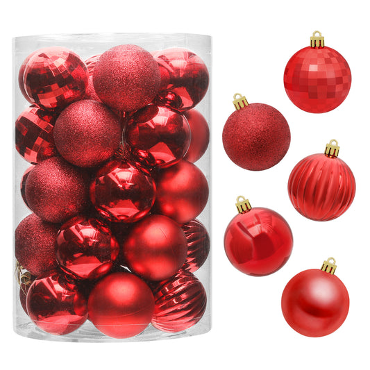 Ball Ornament - 2'' Diameter - 34PCS - 5*Shiny 5*Pumpkin 5*Mirrored 9*Glitter 10*Matte