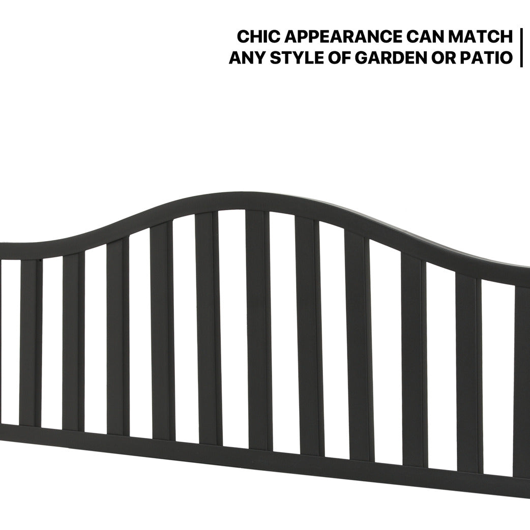 59" Iron Patio Garden Bench - with Adjustable Table - Vertical Bar Pattern