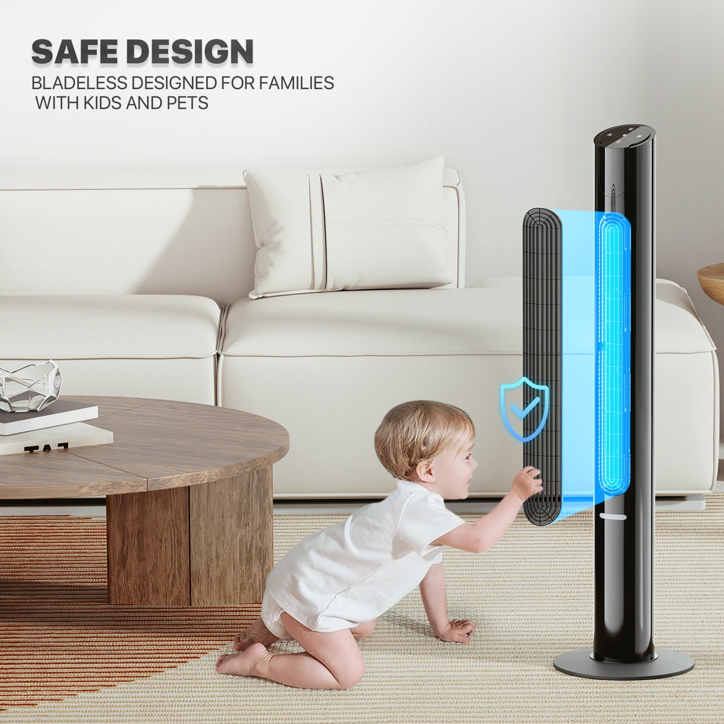 45" Digital Tower fan 8 Speed - 4 Modes - LED Bottom Night Light