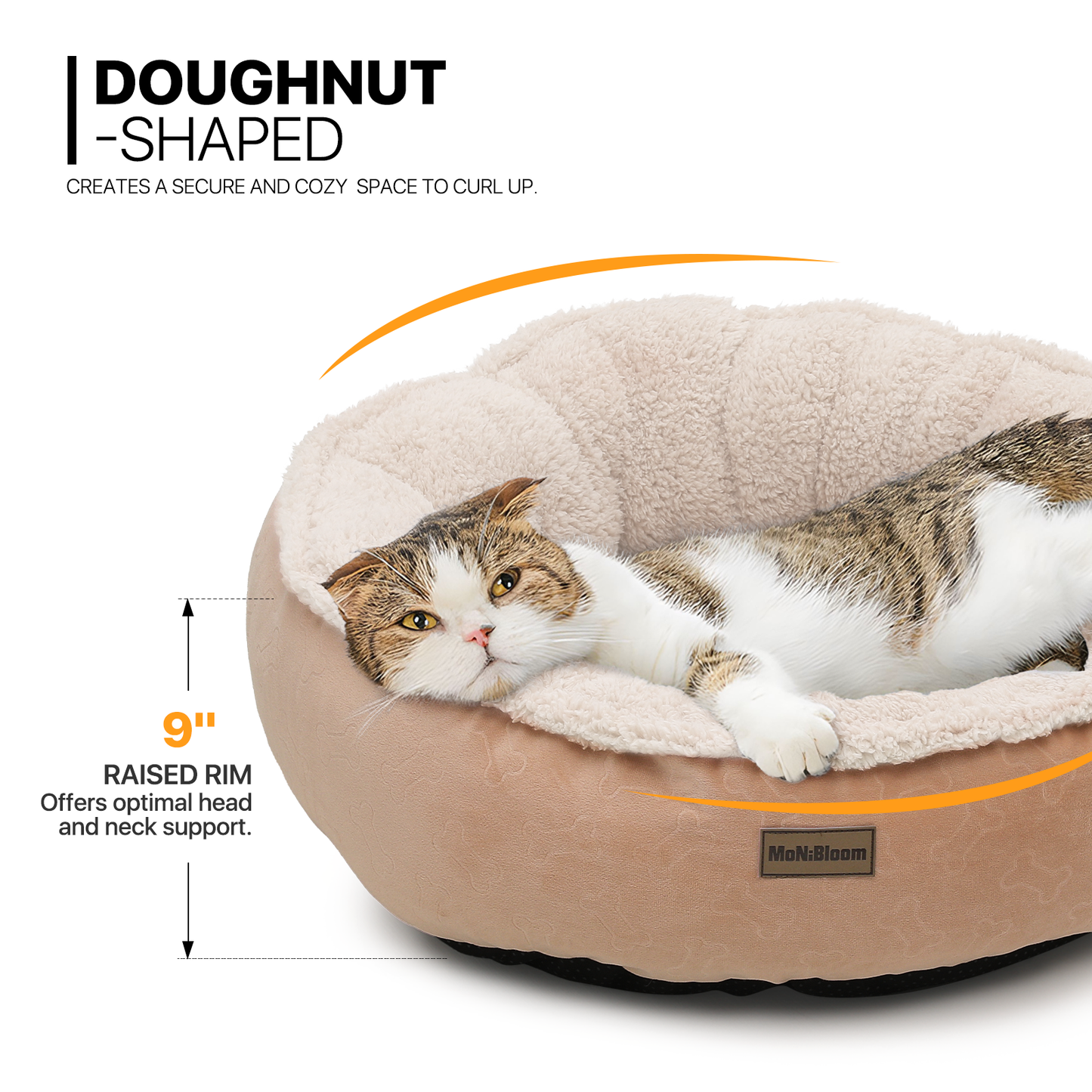 Pet Bed - Round - 23.5'' Diameter - Short Plush - Machine Washable