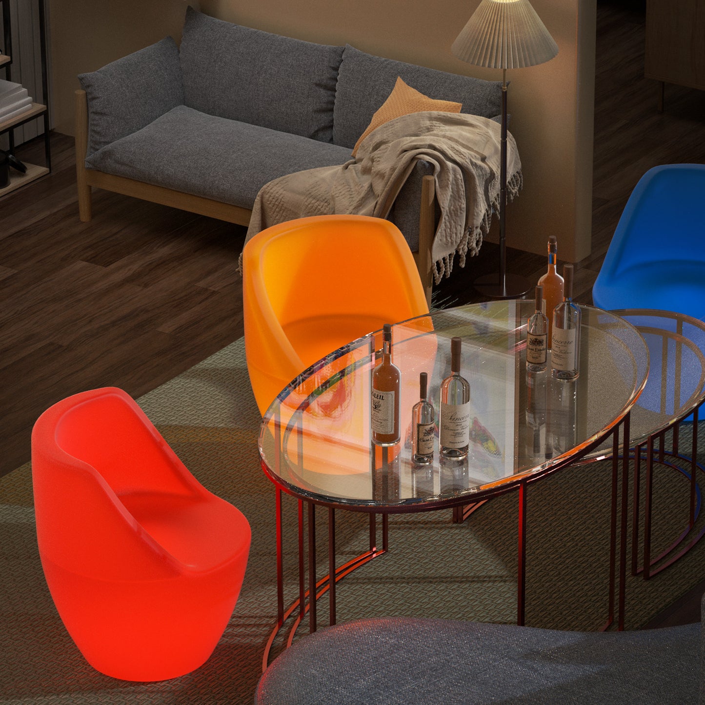 LED - Chair - Barrel Shape - 16 Colors Remote Control