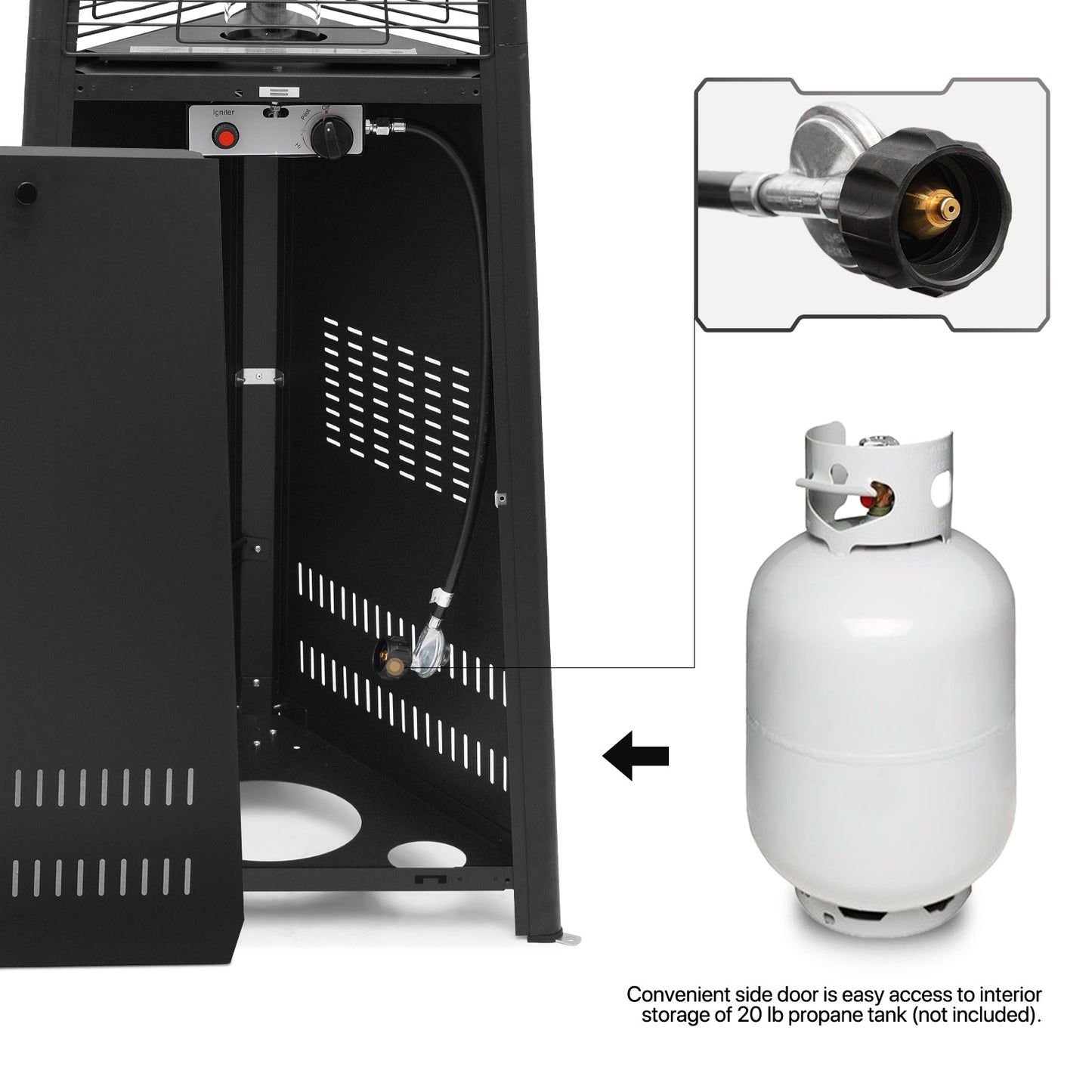 41,000 BTU Propane Patio Heater - 92.5'' Height - Pyramid Shape - w/Wheels