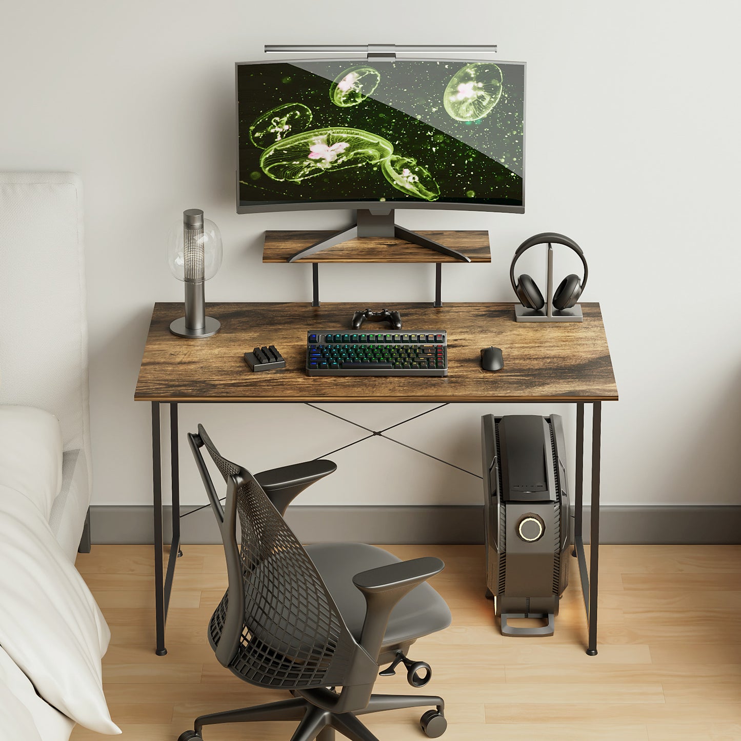 47" Length Computer Desk-with Monitor Stand