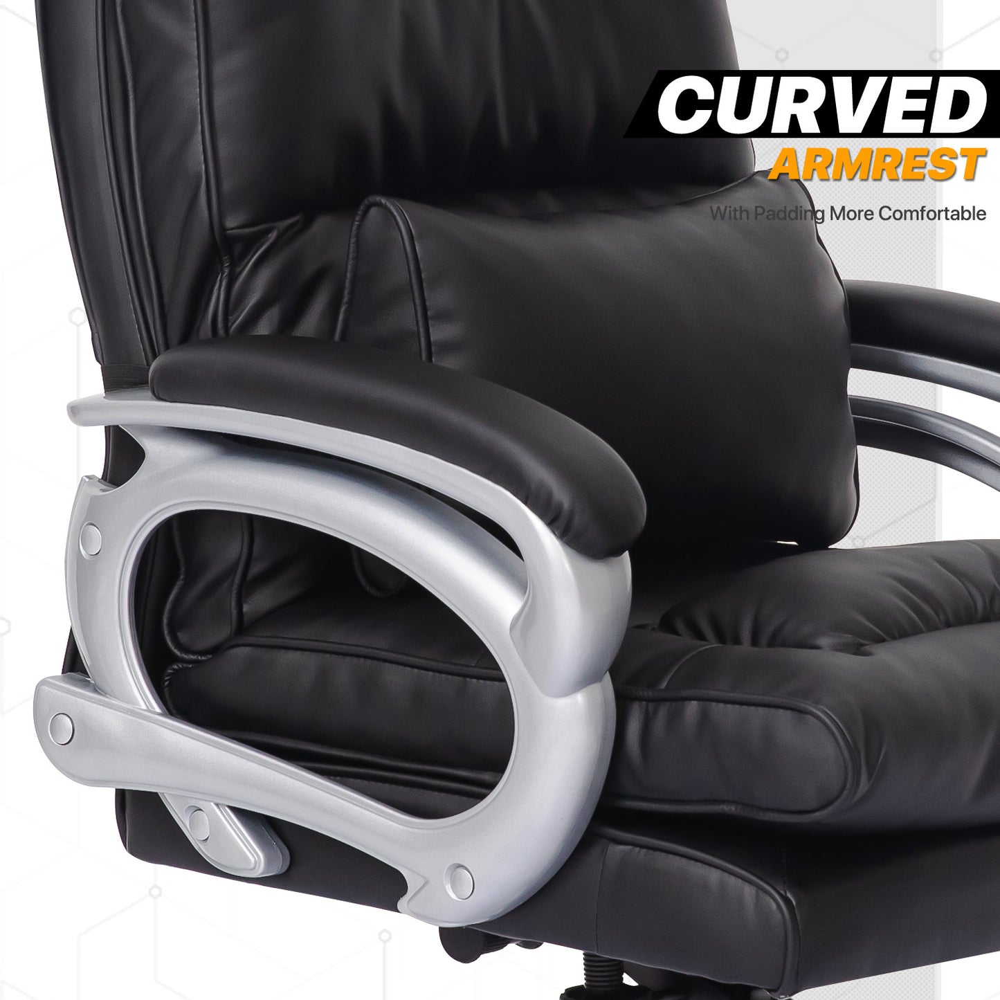 Faux Leather Executive Chair with Lumbar Support - 29" x 47" Studded Mat Set