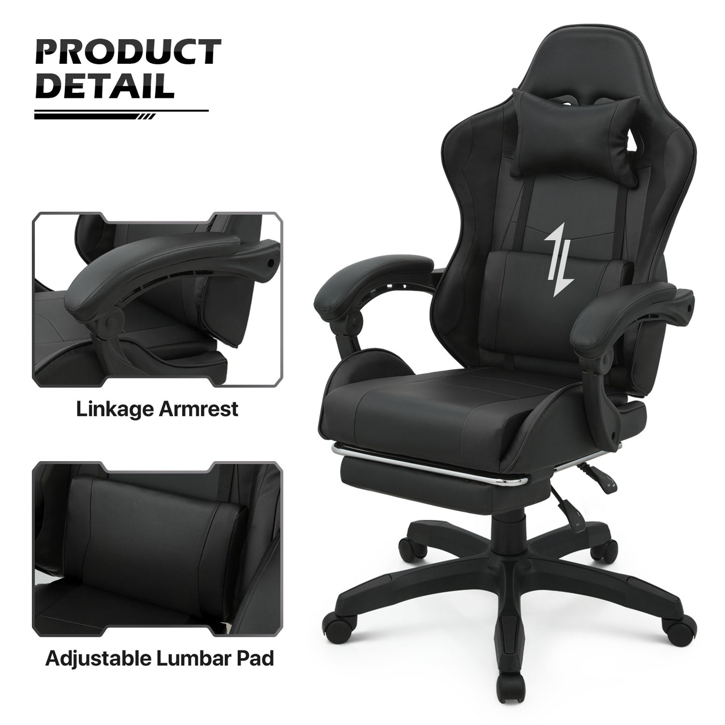 Reclinable Gaming Chair w/Footrest #001