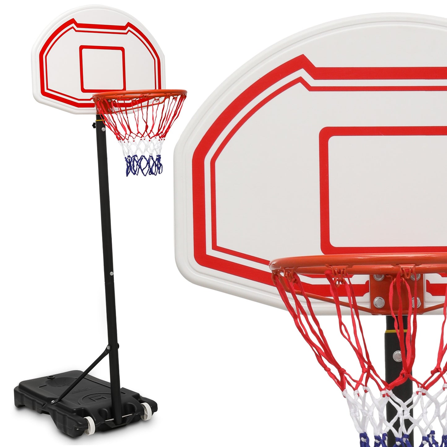 7 ft Adjustable Height Basketball Hoop - White Backboard