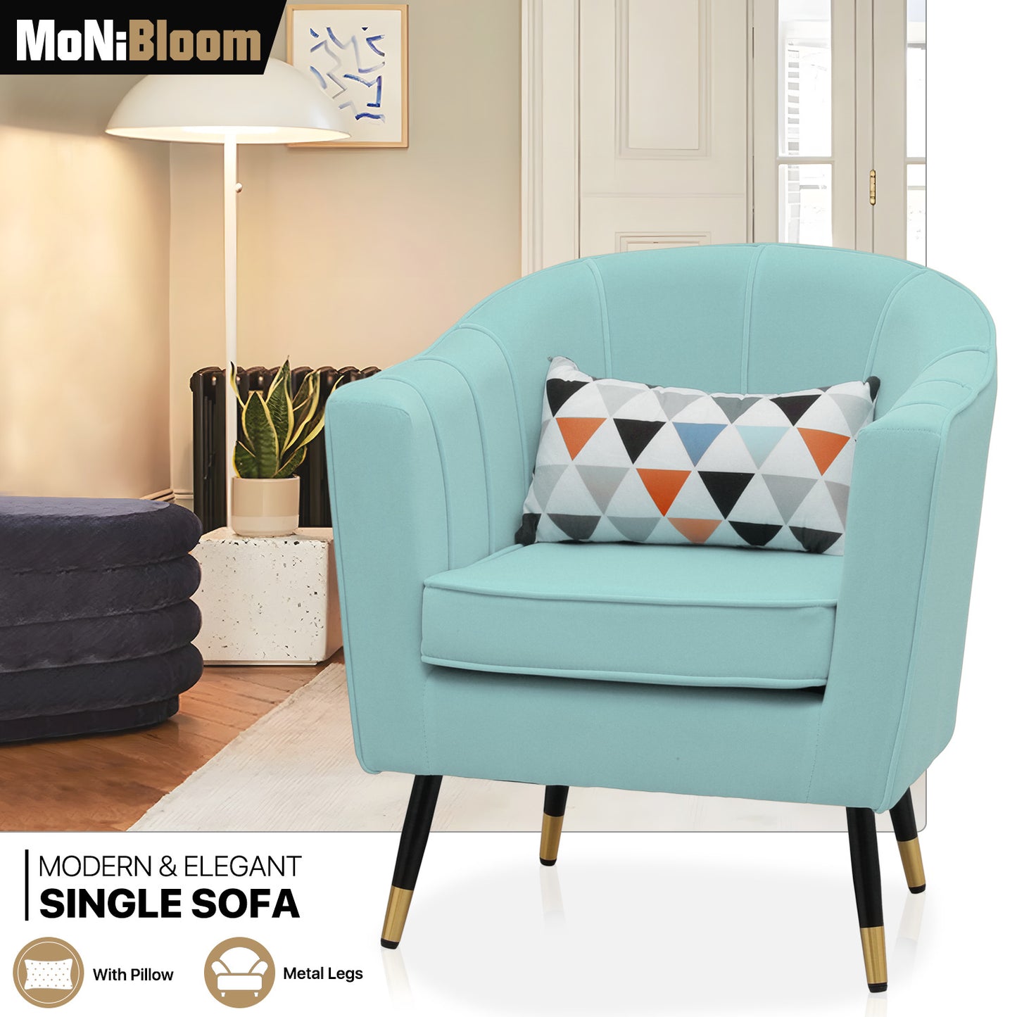 Suede Accent Chair - w/Detachable Cushion - Club Single Sofa - 31" Width