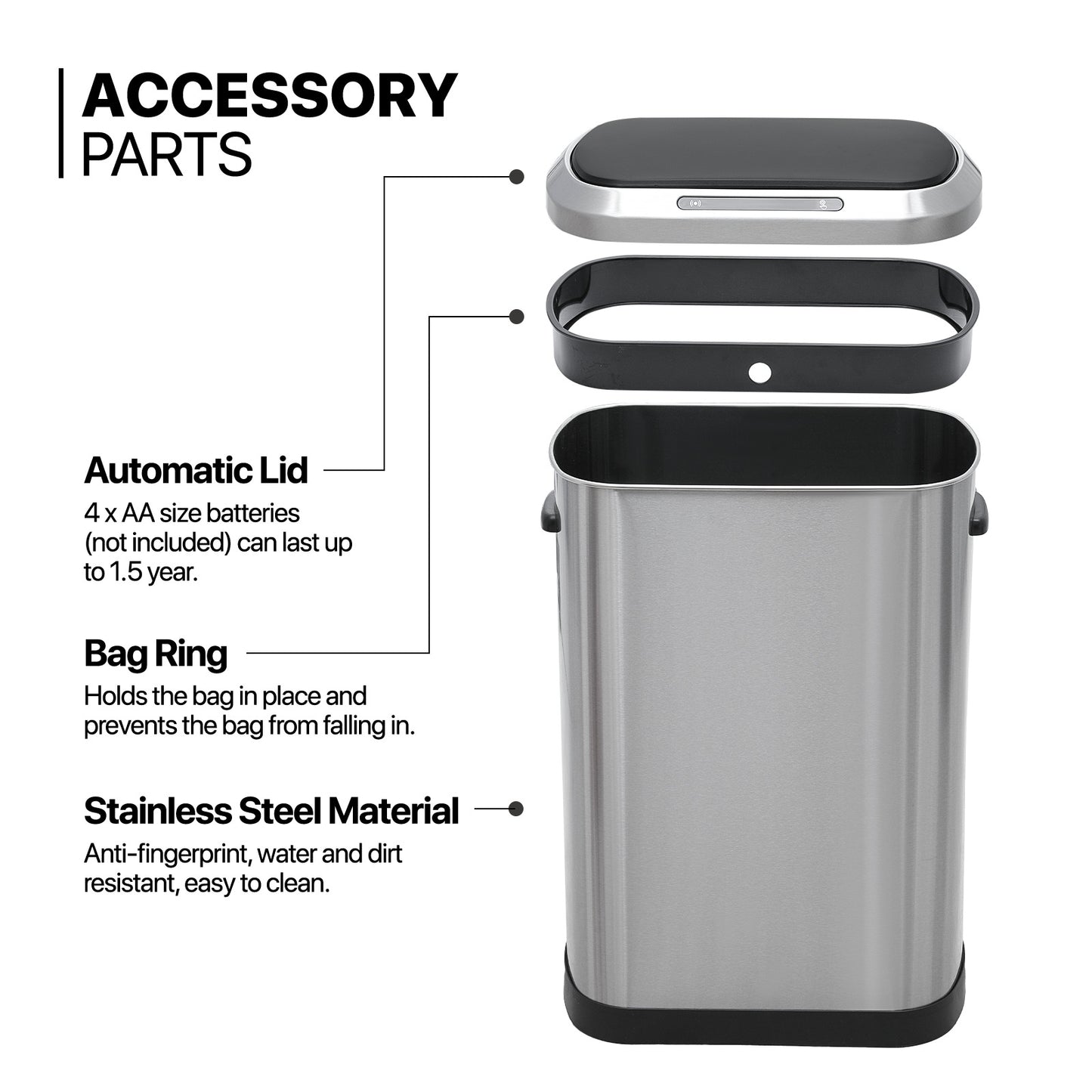 Motion Sensor Trash Can - 50L