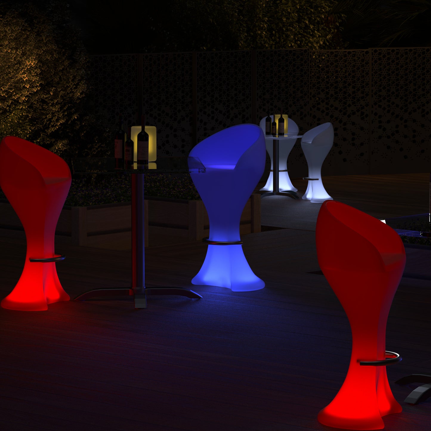 LED - Stool - with Footrest - 16 Colors Remote Control