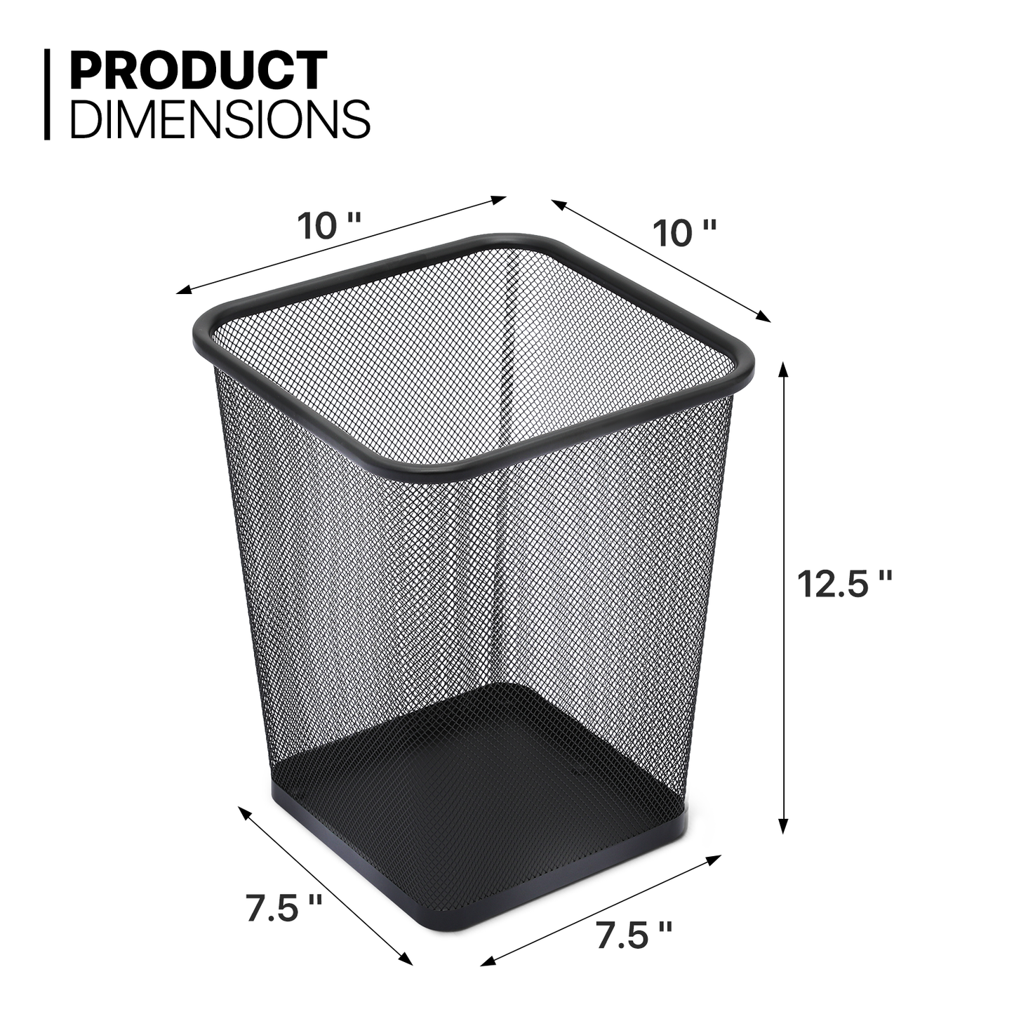 5 Gallon Trash Can - 2 Pieces - Rectangle Mesh Metal - Open-Top