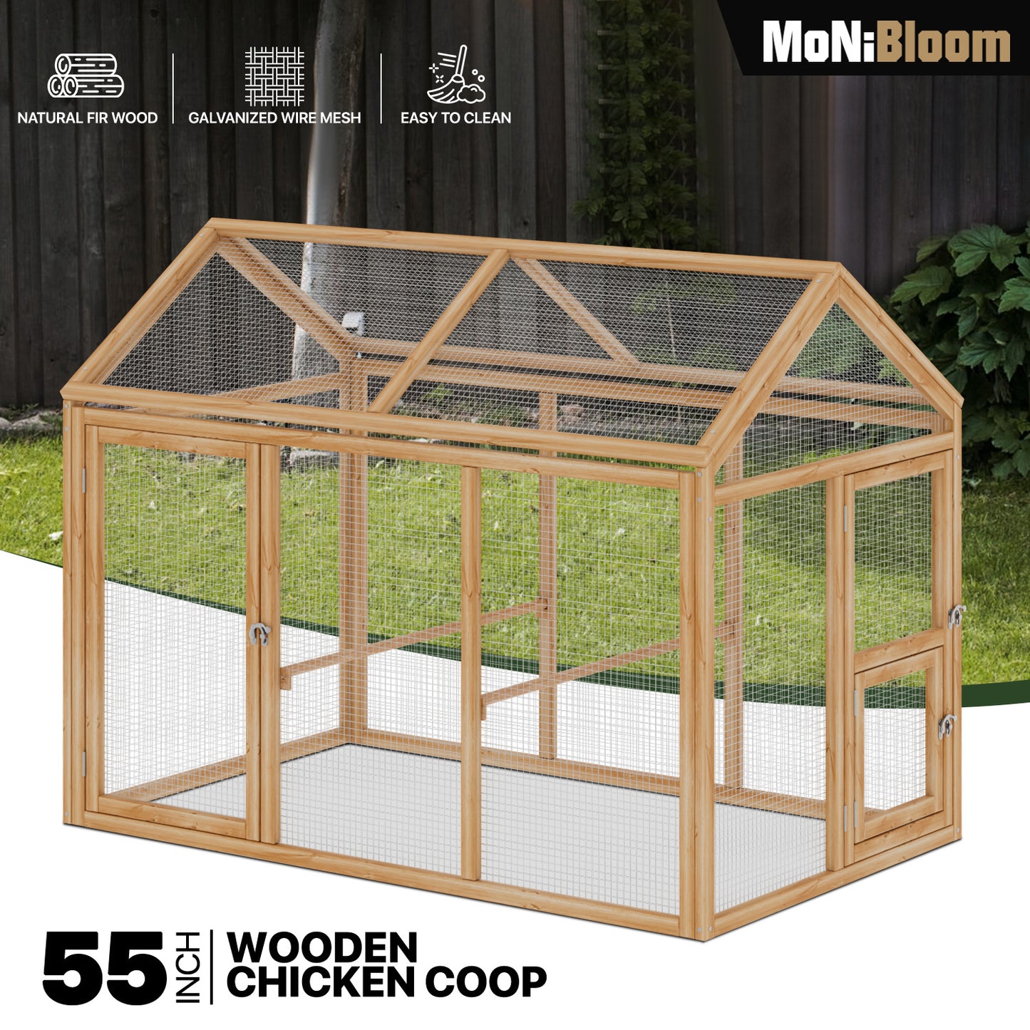 Chicken Coops Wooden Rabbit Hutch Hen House Spire Shaped Pet Cage w/Secure Lock