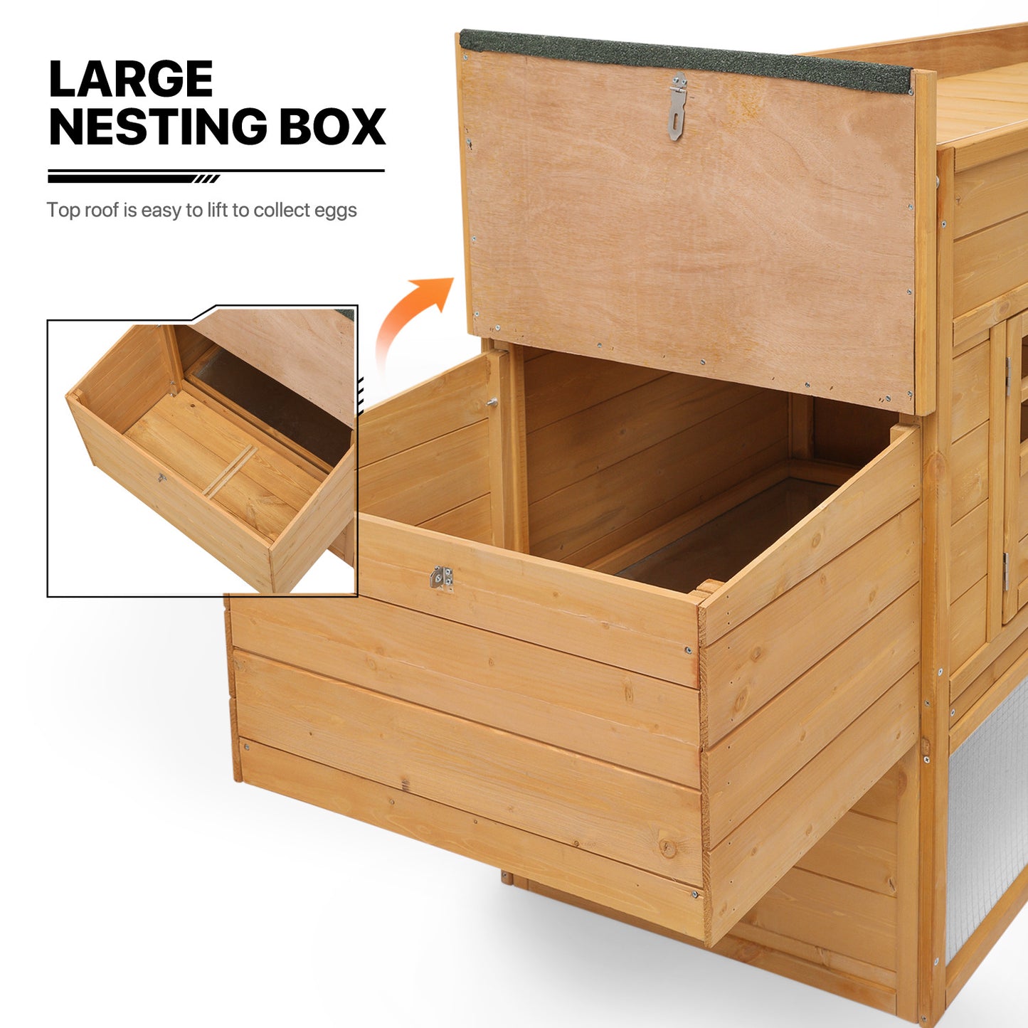 Wooden Chicken Bunny Rabbit Hutch Hen House Poultry Cage with Ramp+Nesting Box
