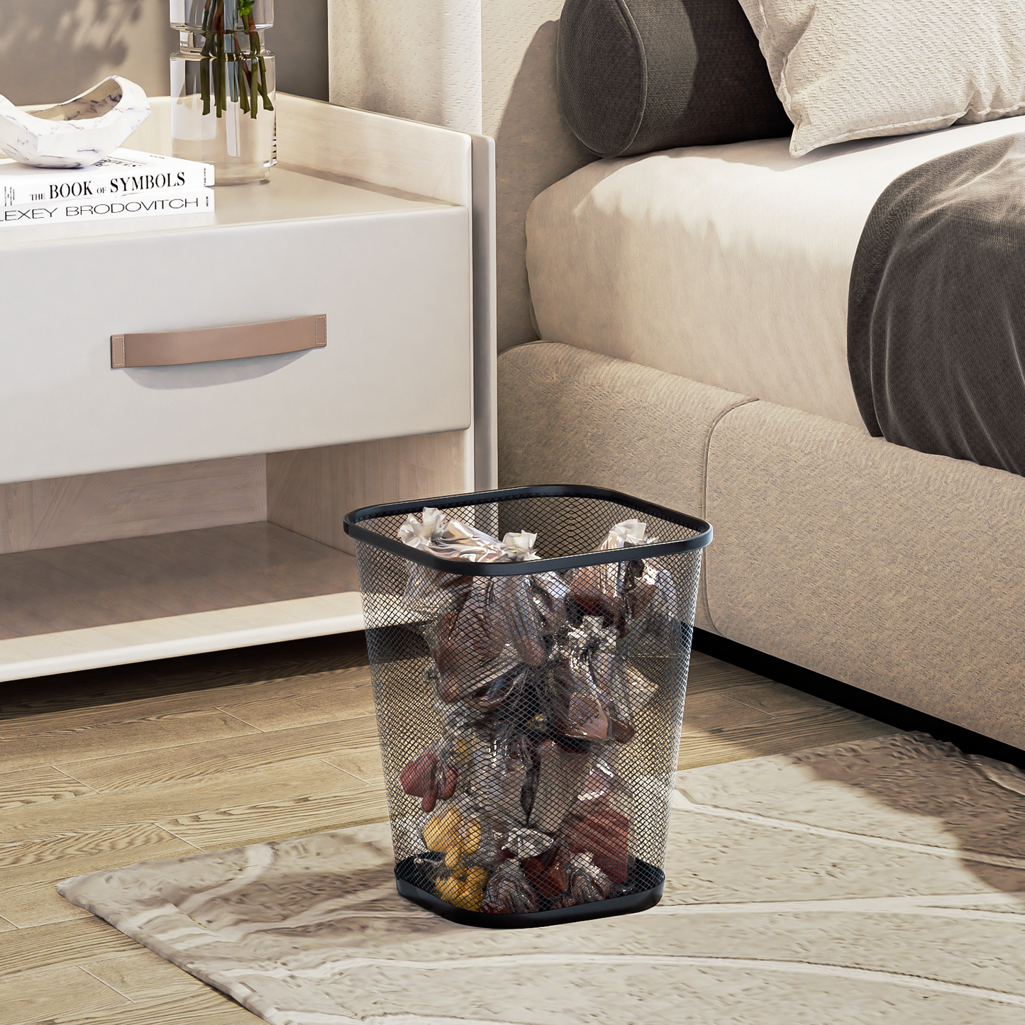 5 Gallon Trash Can - 2 Pieces - Rectangle Mesh Metal - Open-Top