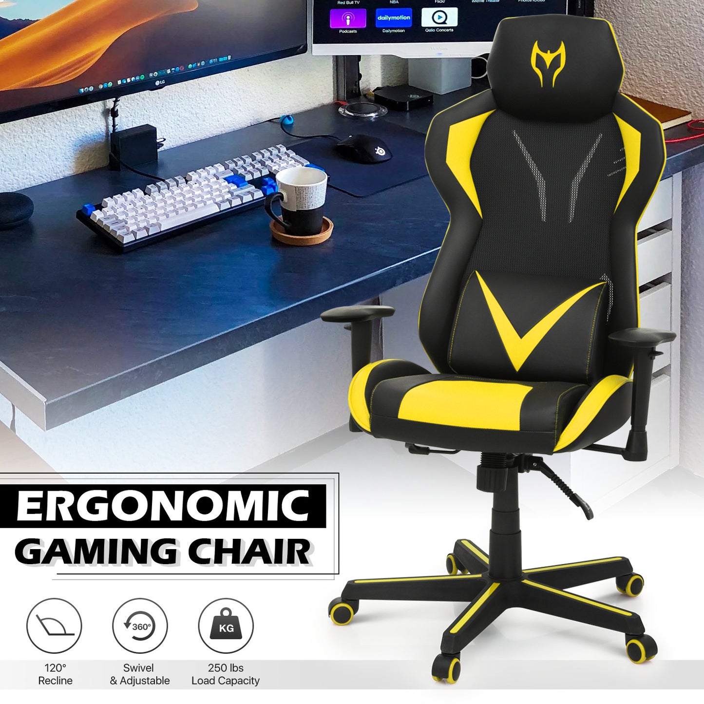 Gaming Chair w/Lumbar Support & Headrest #007