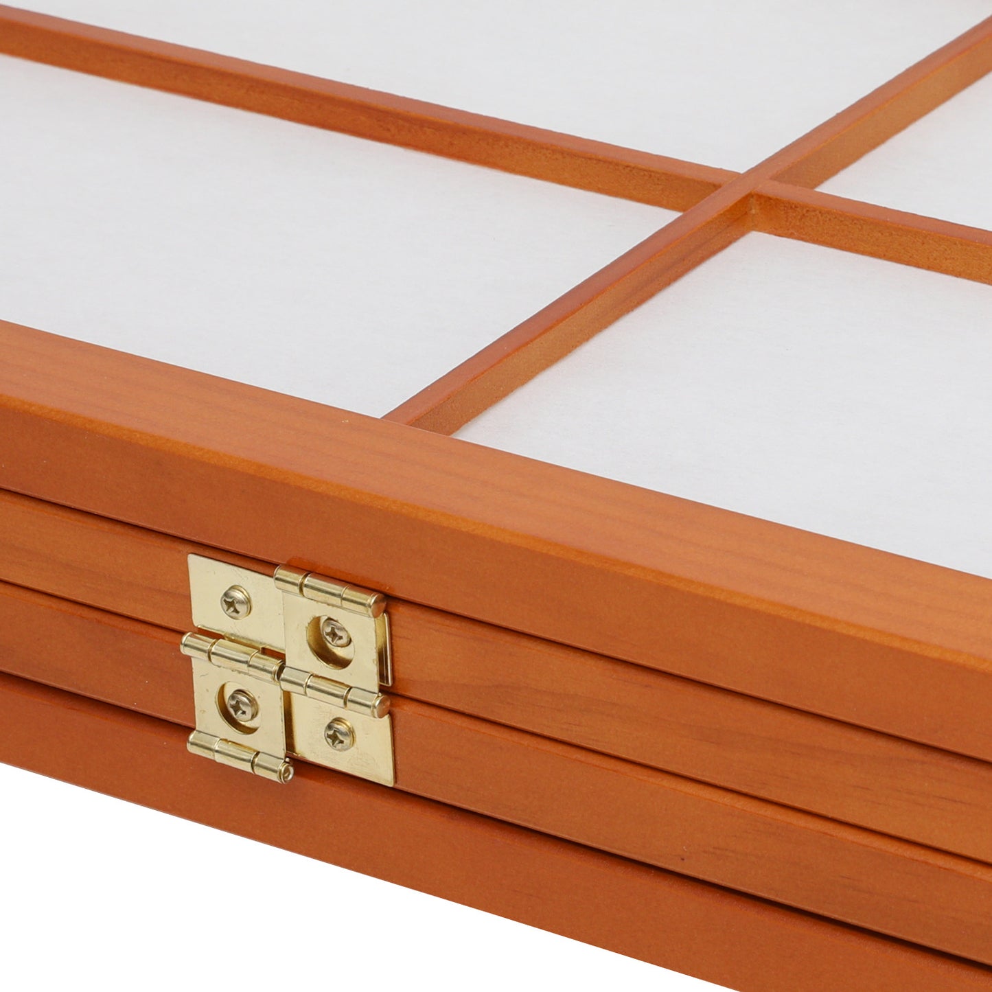 4-Panel Large Grid Room Divider - Walnut