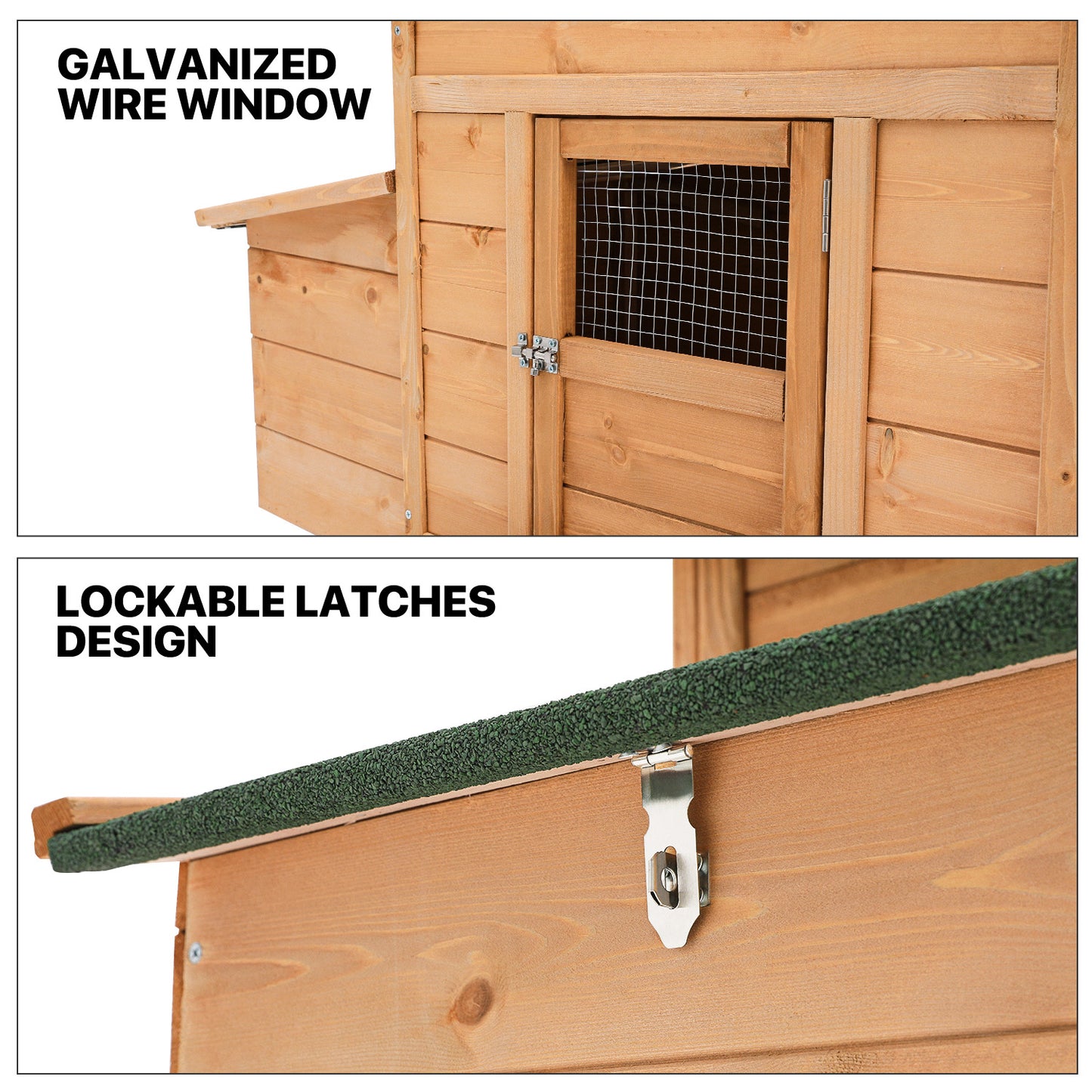 Wooden Rabbit Hutch - Ramp+Nesting Box - Chicken Coop