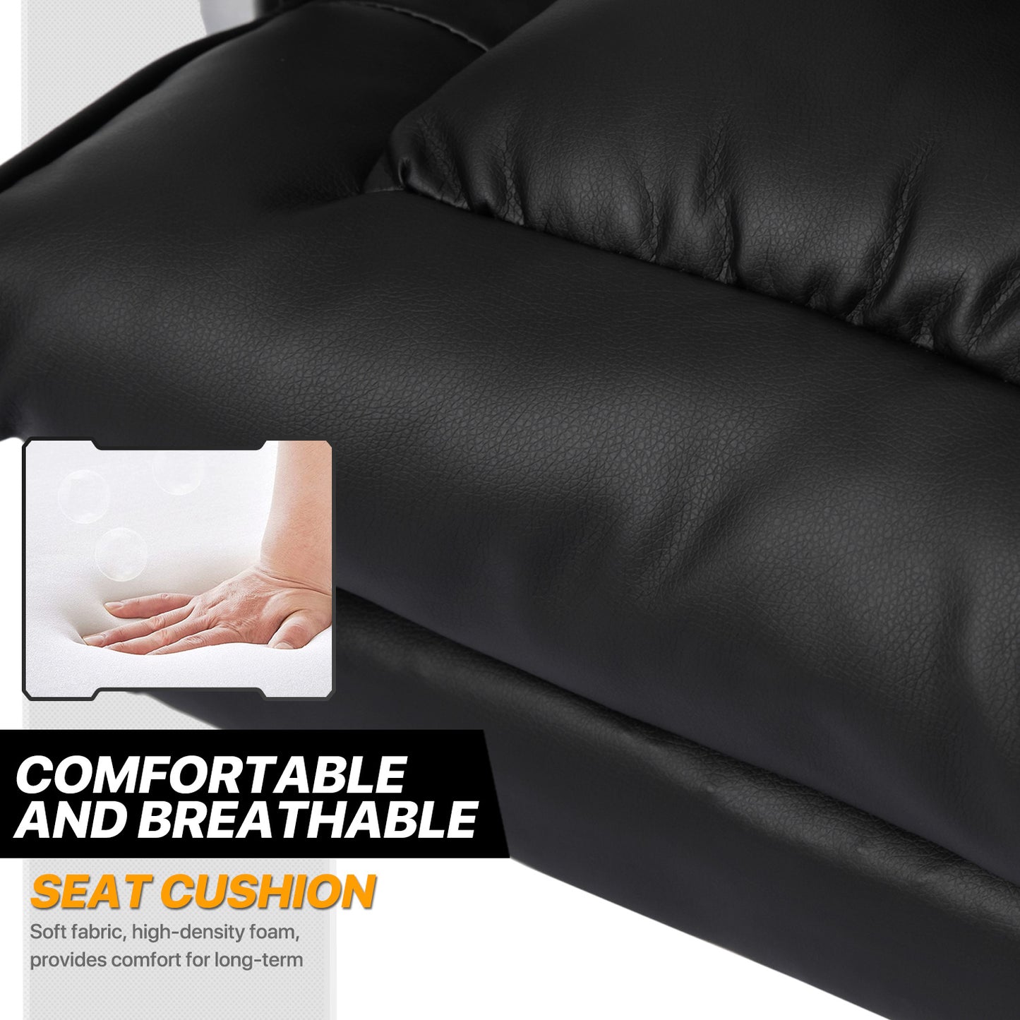 Faux Leather Executive Chair with Lumbar Support - 29" x 47" Studded Mat Set