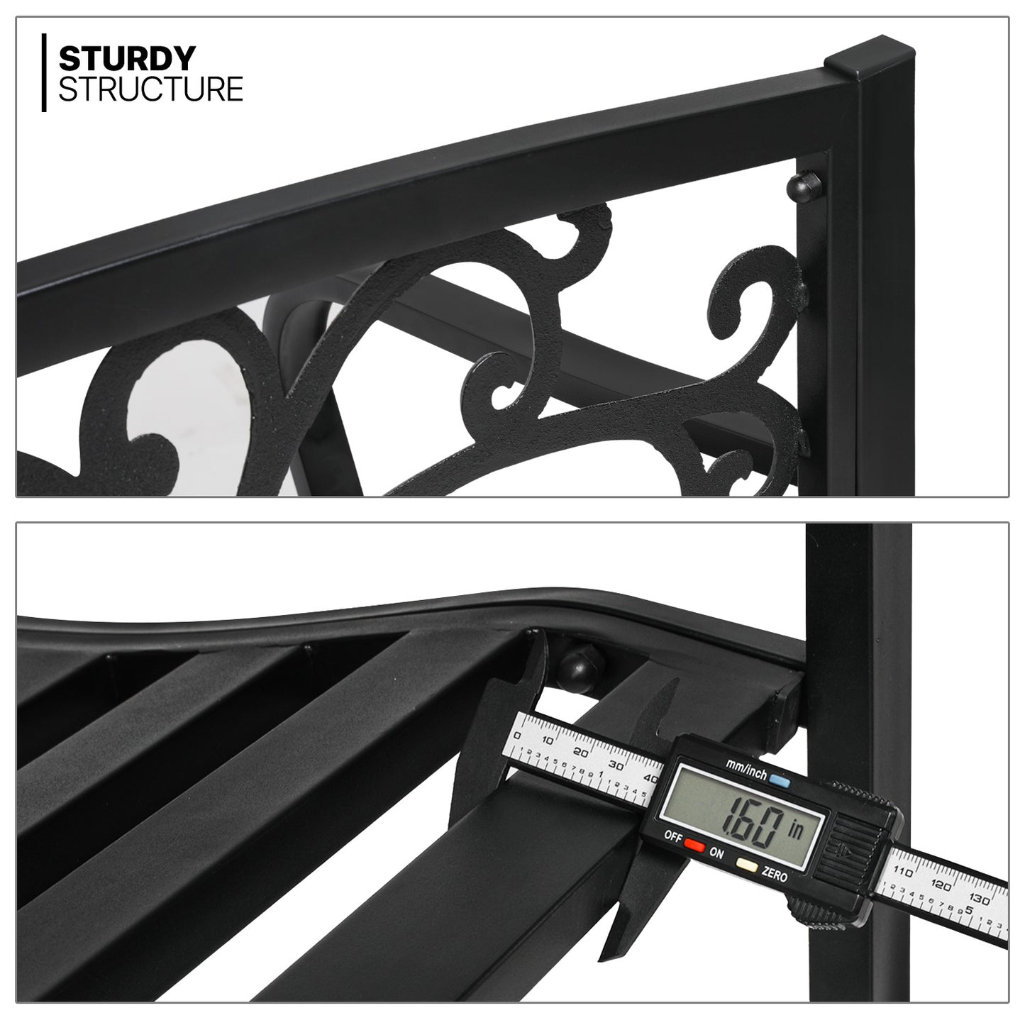 Iron Patio Garden Bench 50"x21"x34.5"