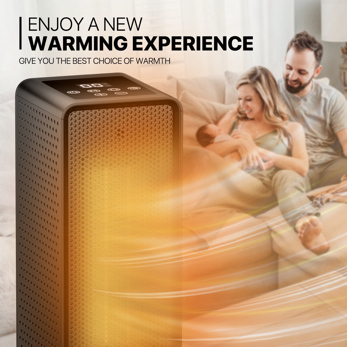 1200W Cuboid PTC Electric 160 sq.ft Space Heater - LCD Display