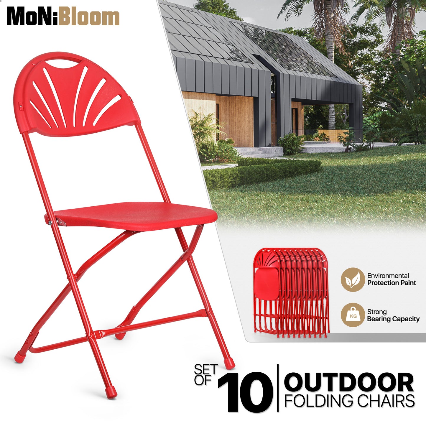 10 Pcs Fan Back Foldable Chair