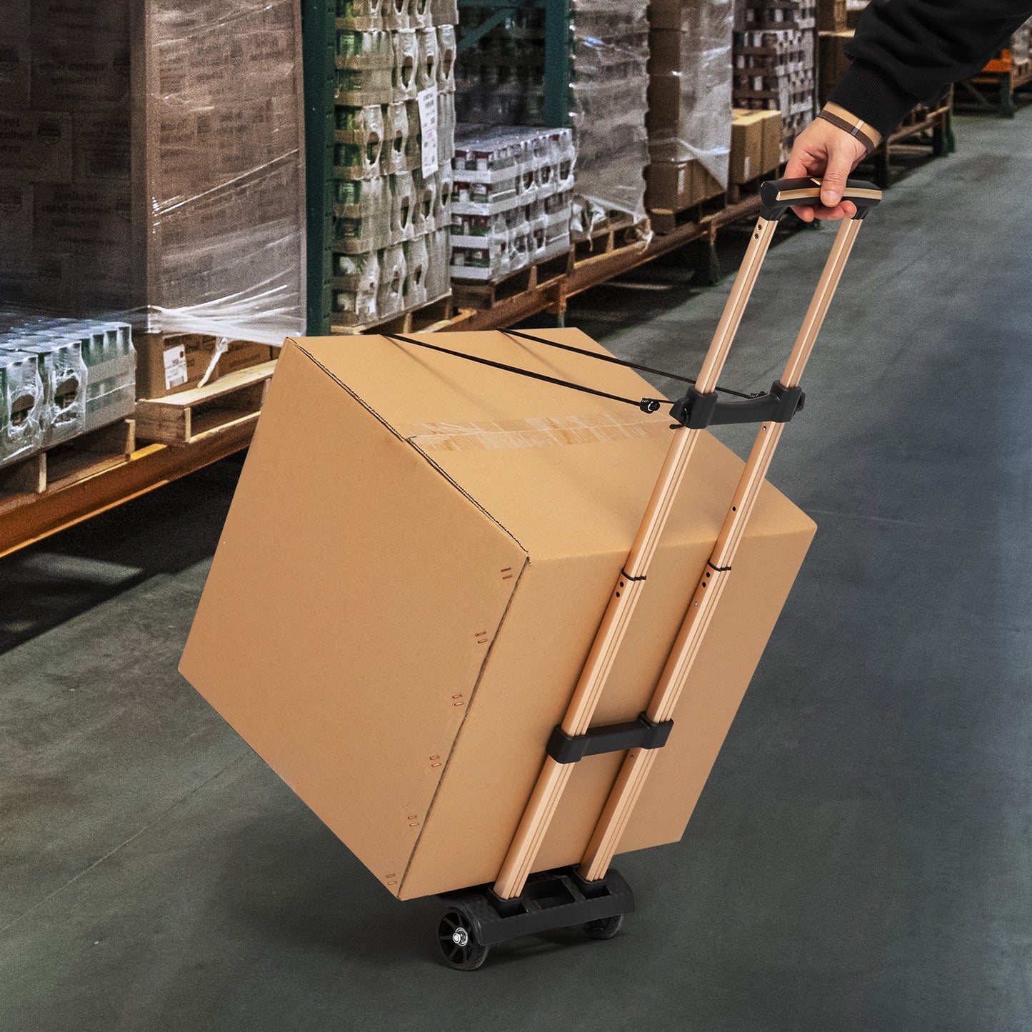 Folding Trolley w/Detachable Bag & Belt - None Front Wheel