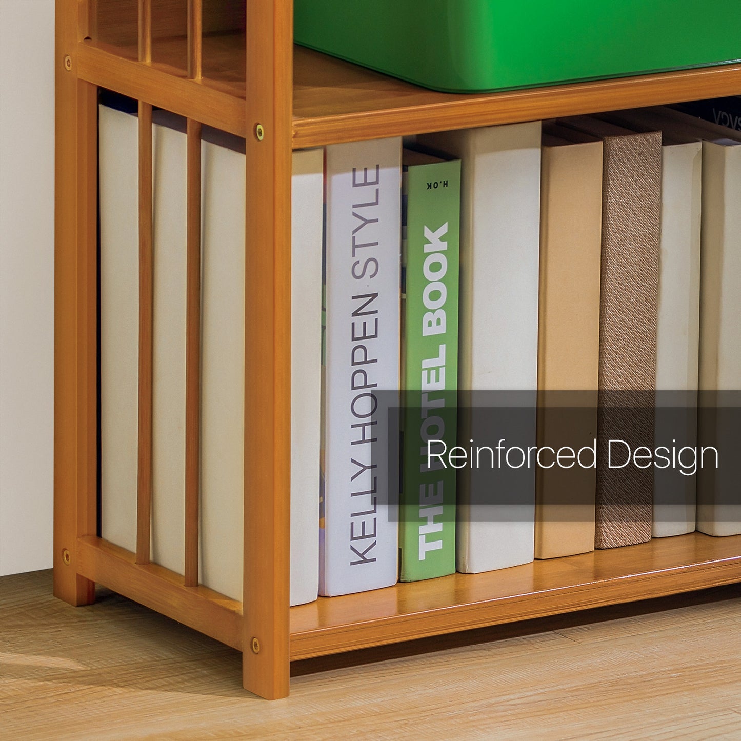 Adjustable Multi-Functional Shelving Organizer - Enclosed Back Panel - 6 Tier - Natural