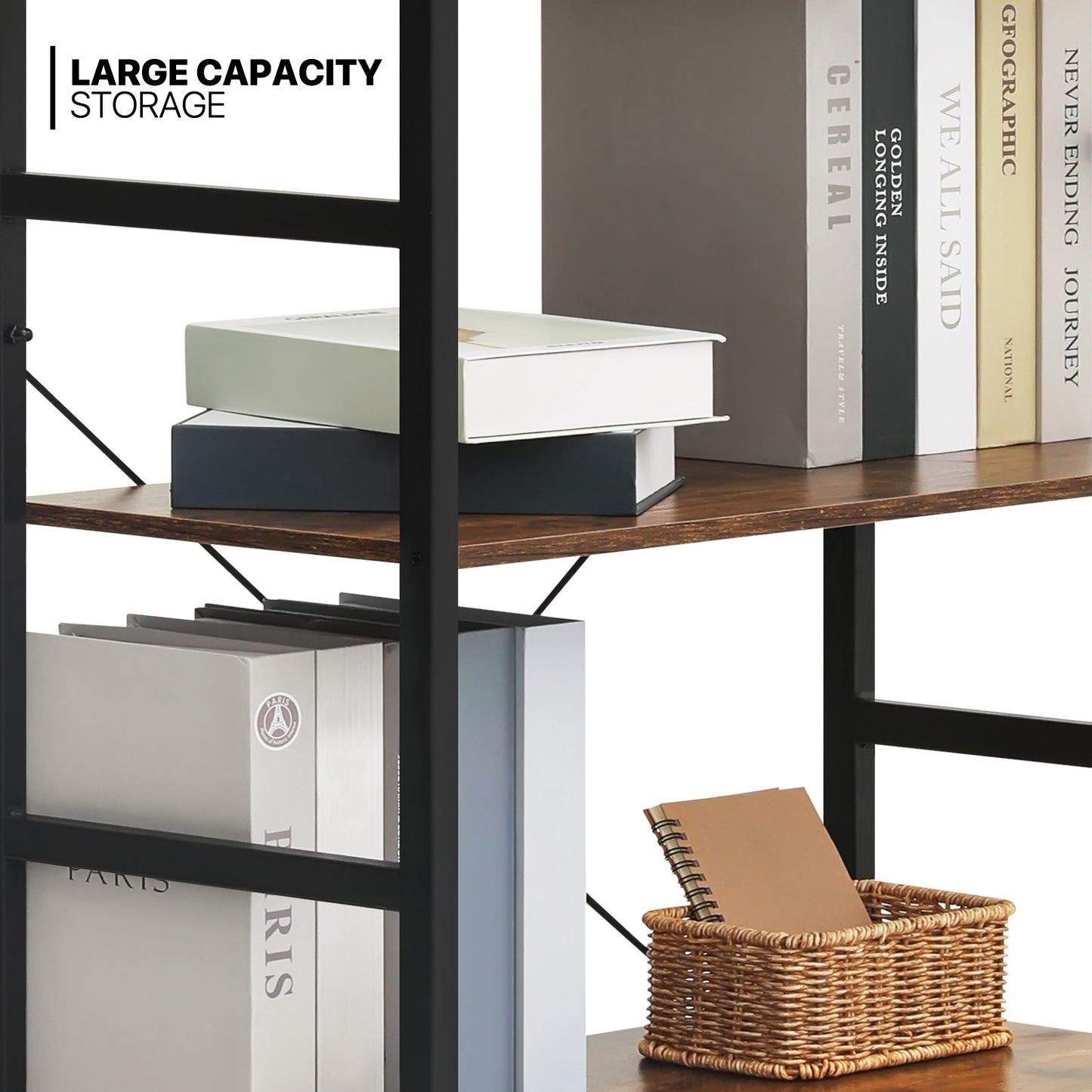Multipose-use Bookcase Storage Rack 24"x12"x47.5" - 4 Tier