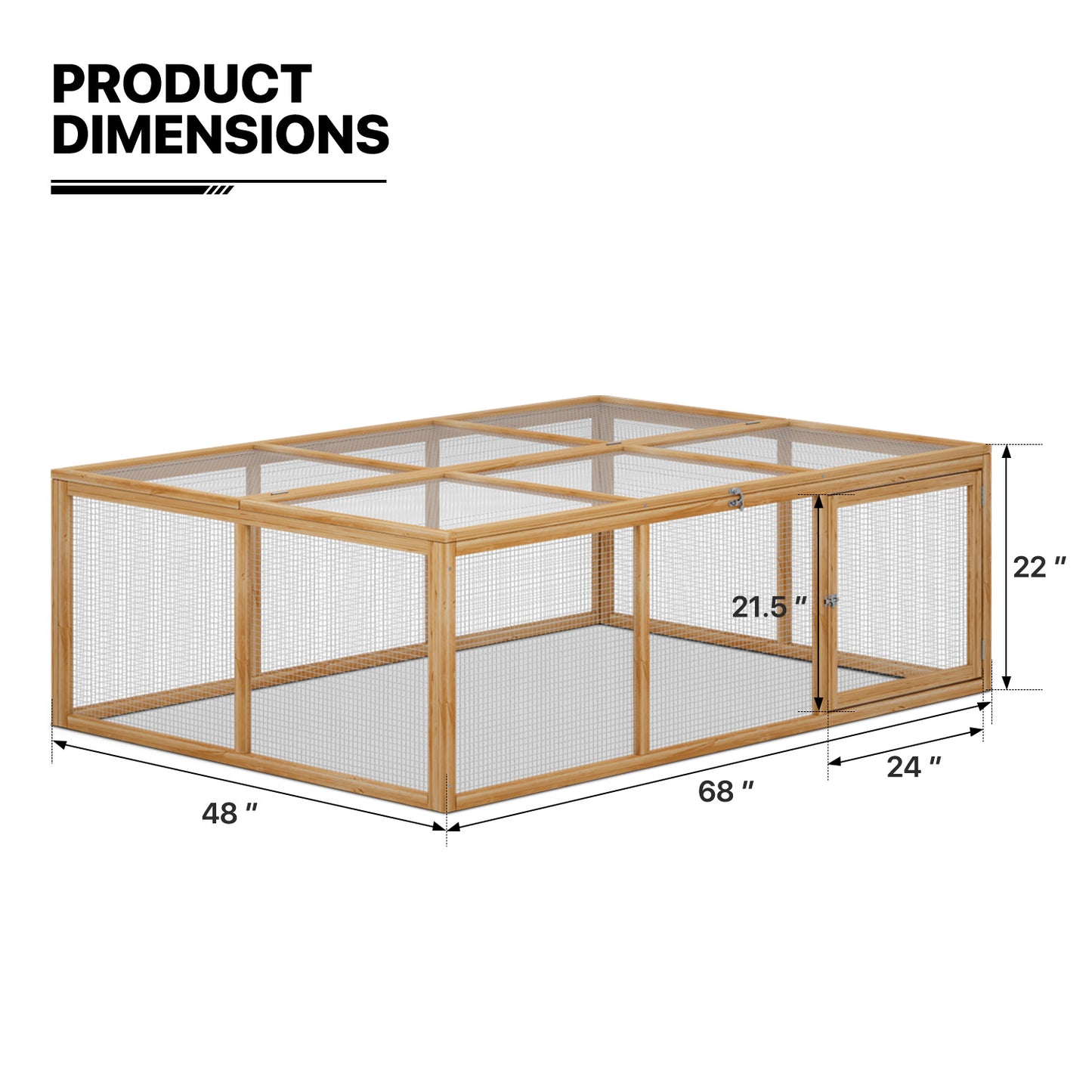 68"x48" Wooden Chicken Coop Rabbit Hutch