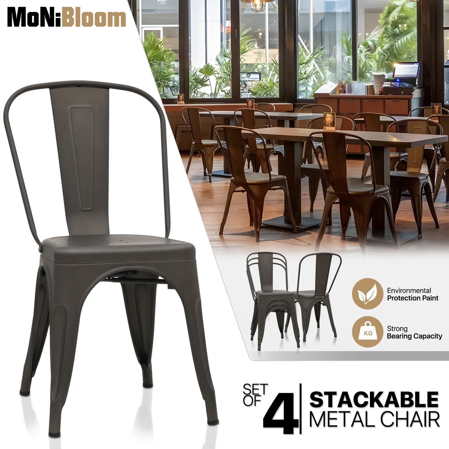 4 Pcs Stackable Dining Chair