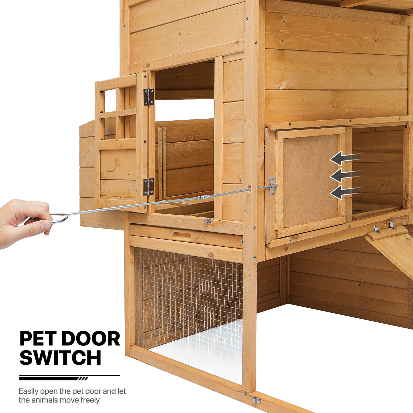 Wooden Chicken Bunny Rabbit Hutch Hen House Poultry Cage with Ramp+Nesting Box