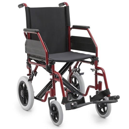 Transport Wheelchair - PU Solid Tyre - Red