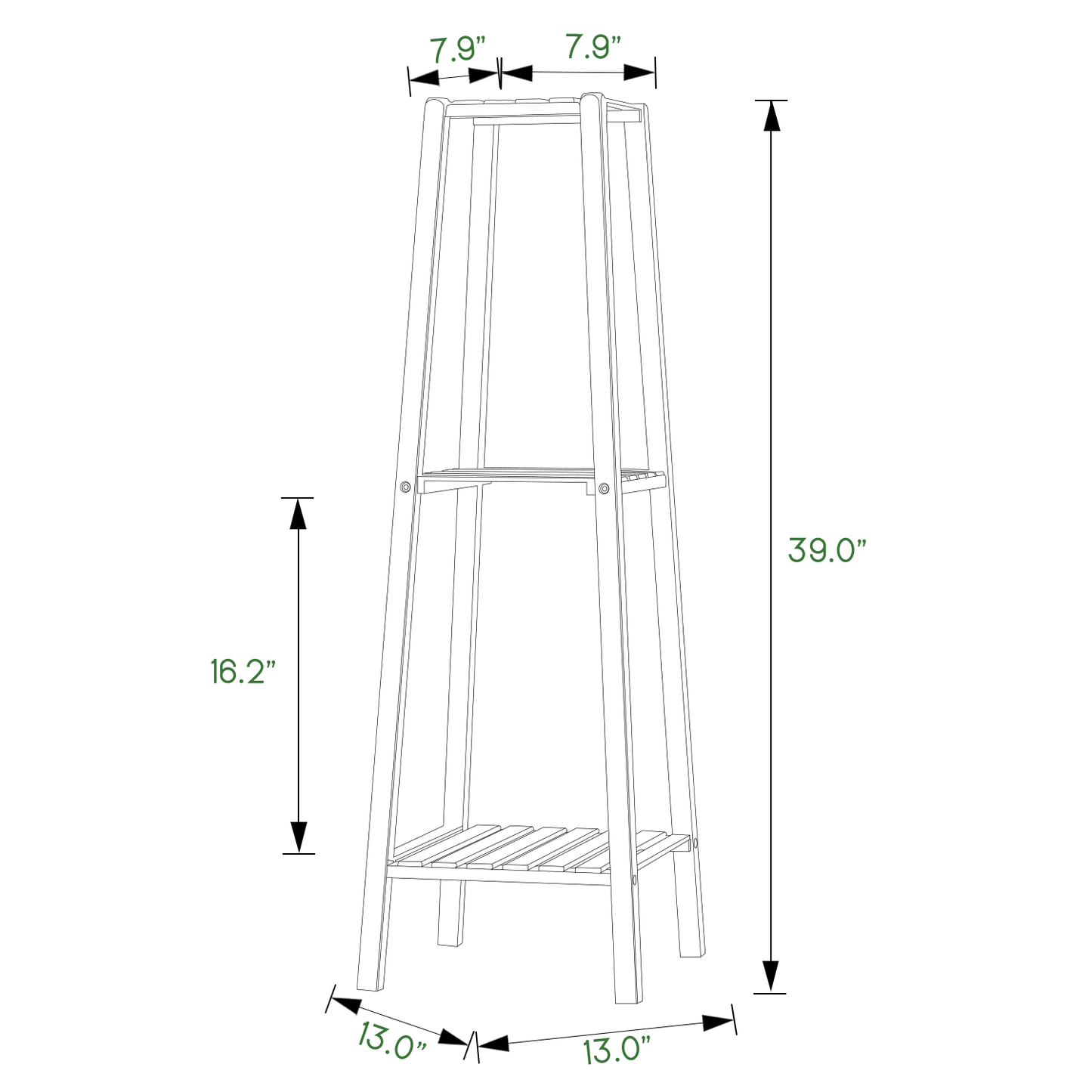Flower Plant Stand Display Tower - A Shape - Brown
