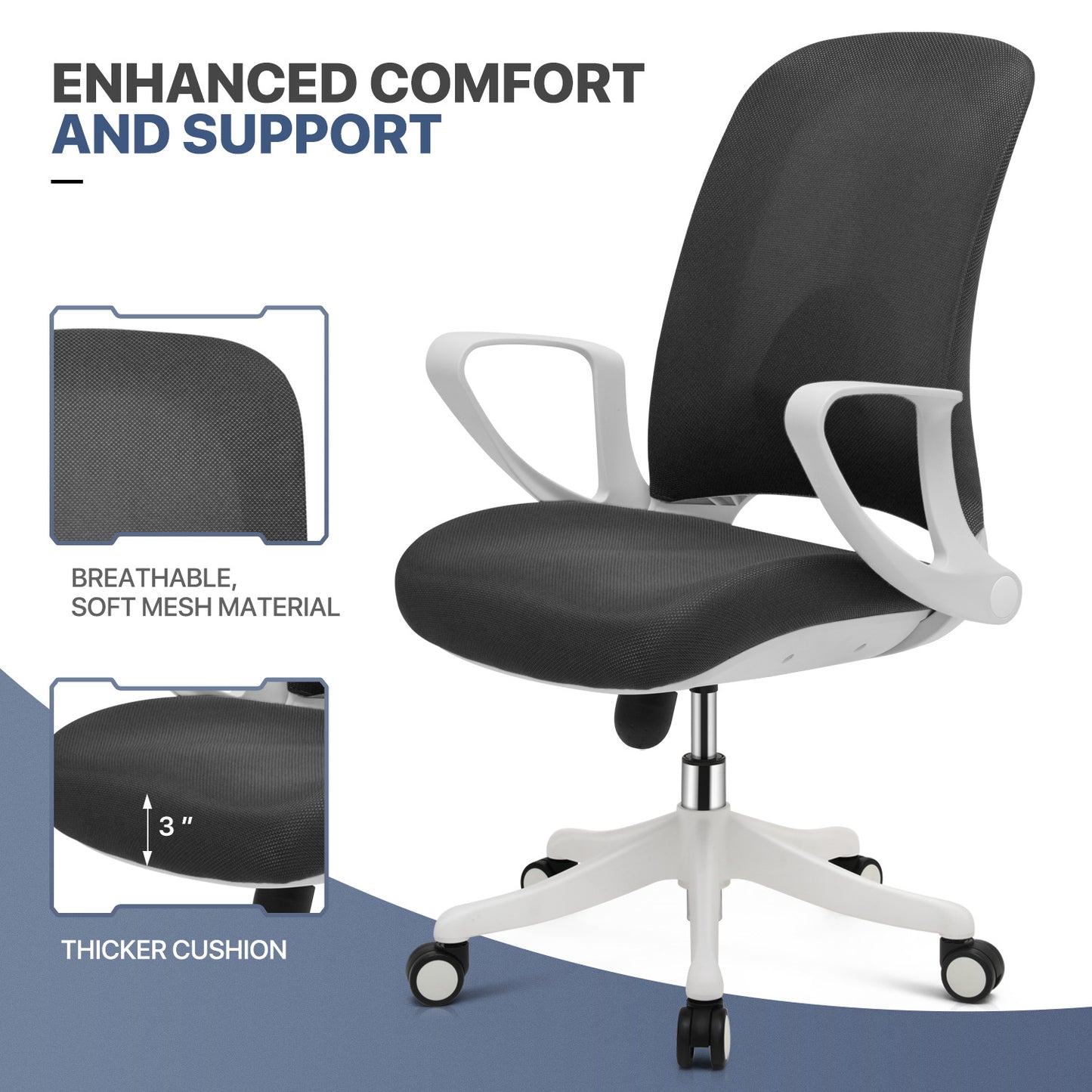 Office Chair w/D-Shaped Armrest