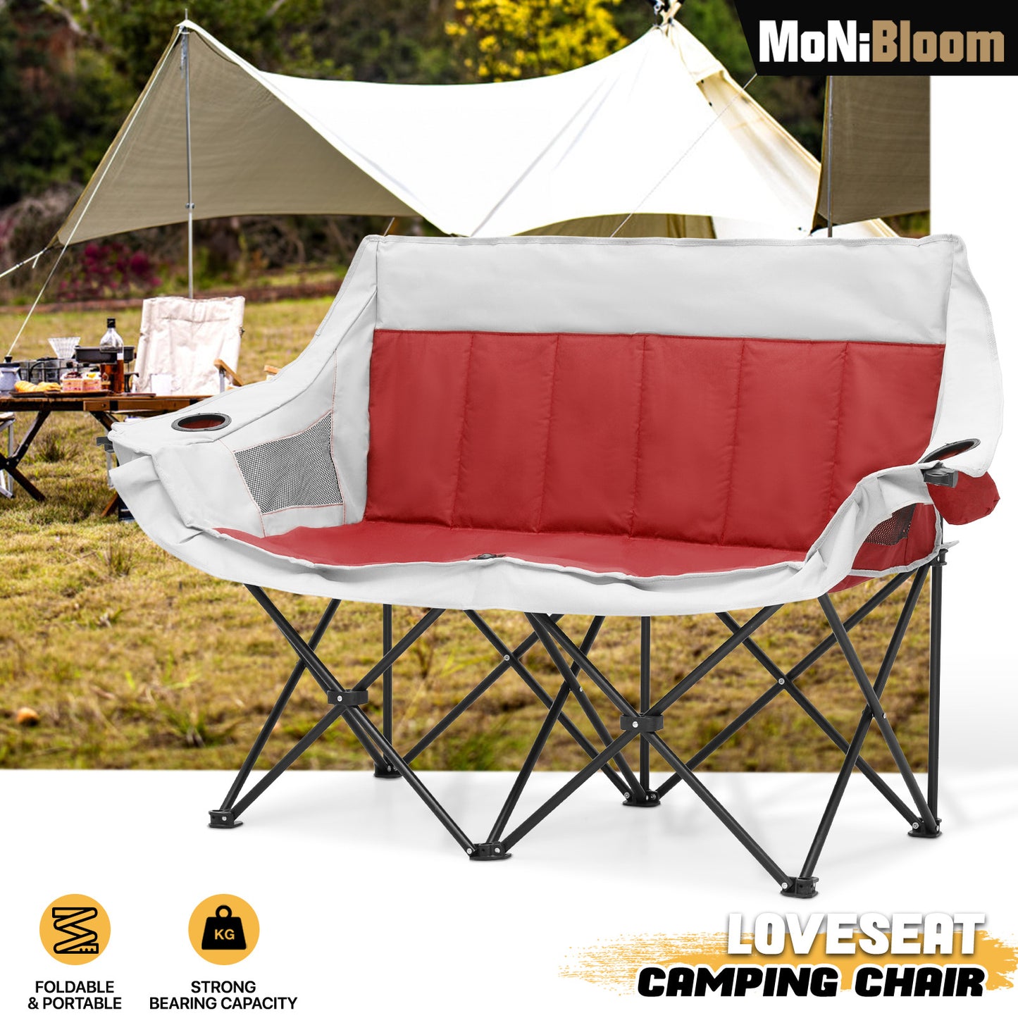 Folding Double Chair - Steel Tube - Oxford Fabric