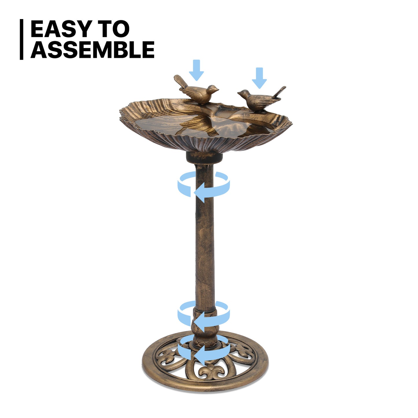 28" Garden Bird Bath - Solar Pumb