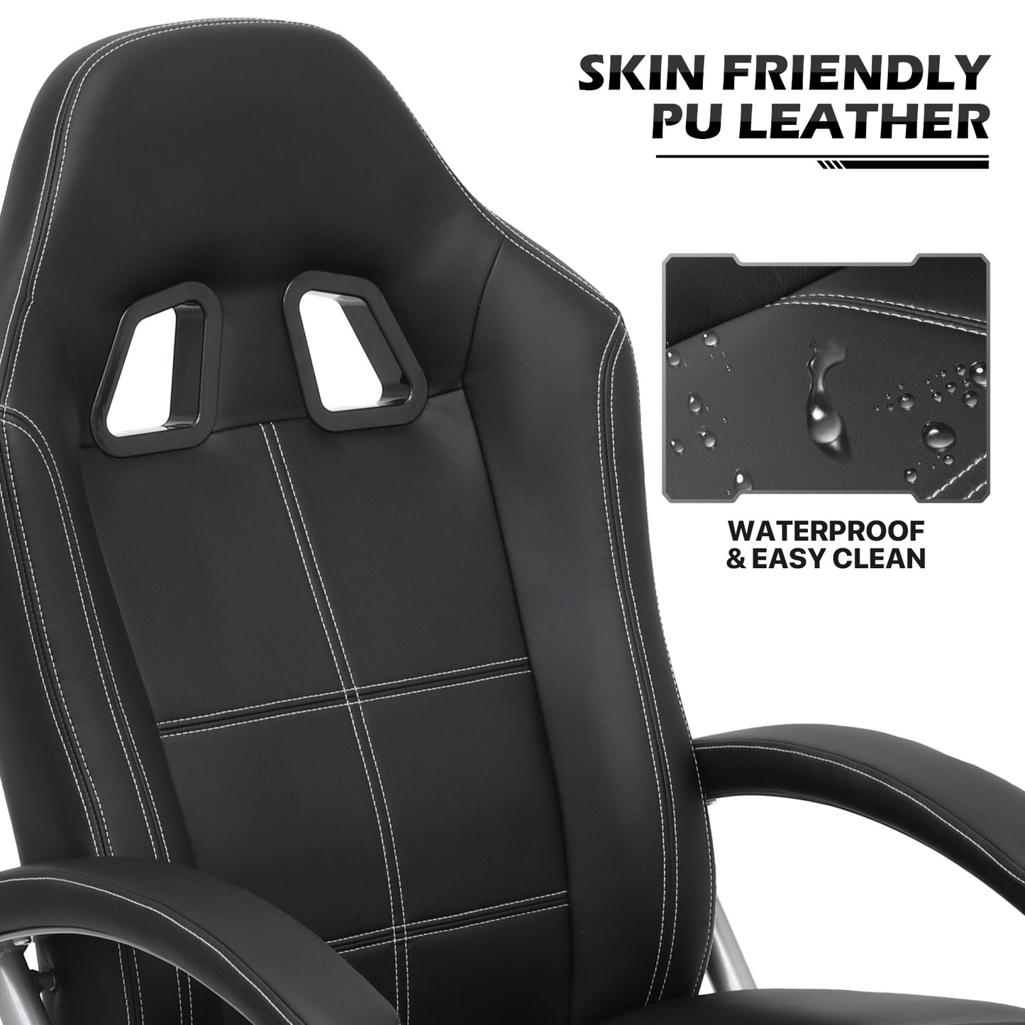 Gaming Chair with Ottoman - PU Leather